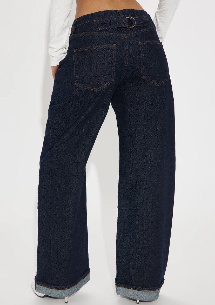 Fashion Nova Poppin' Off Stretch Baggy Jeans - Dark Wash Size 34" / US 12 / IT 48 - 3 Thumbnail