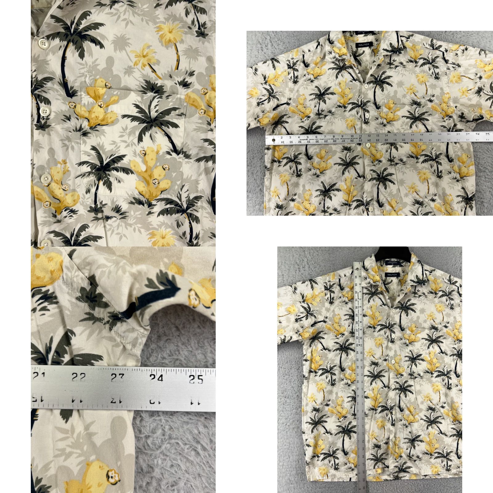 Nautica VINTAGE Nautica Hawaiian Shirt Men Medium Beige Floral Button-Up Adult M Beige Floral Hawaiian Aloha Beach Men Size US M / EU 48-50 / 2 - 8 Thumbnail