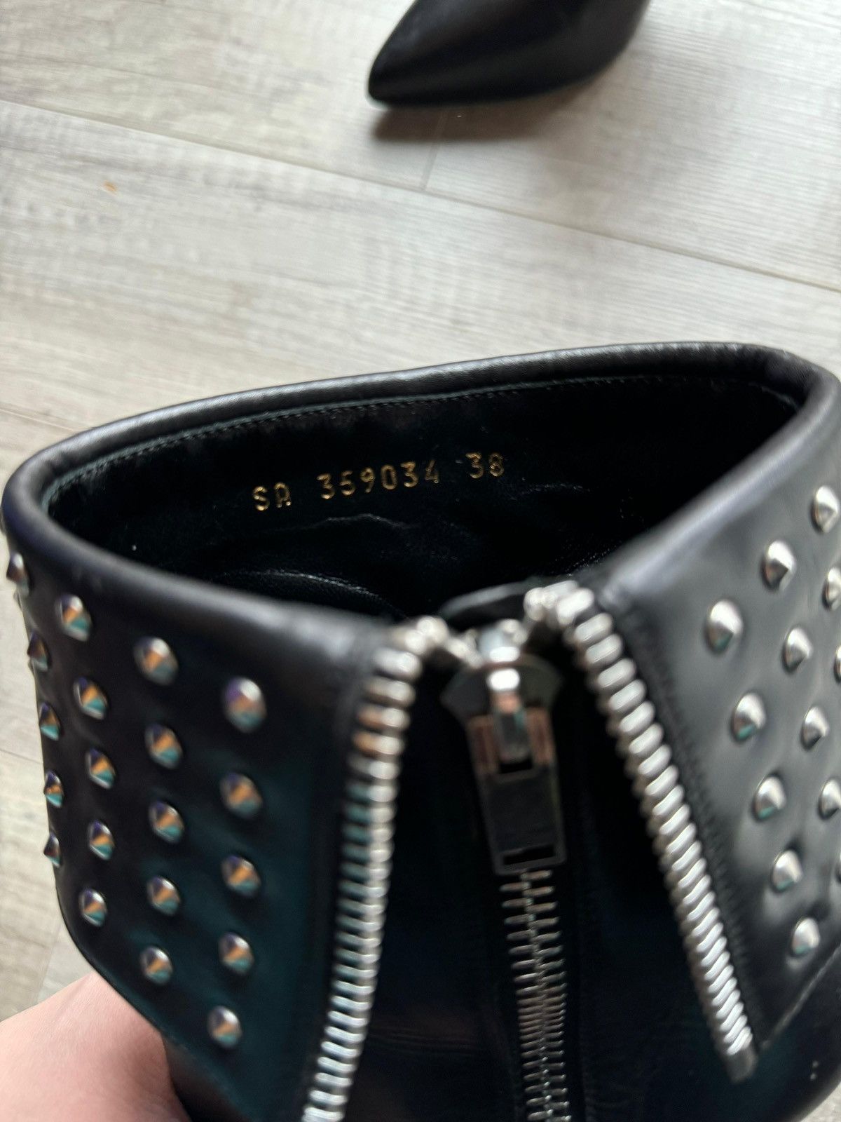 Saint Laurent Paris × Yves Saint Laurent Saint Laurent Studded High Heel Rock Boots Size US 8 / IT 38 - 3 Thumbnail
