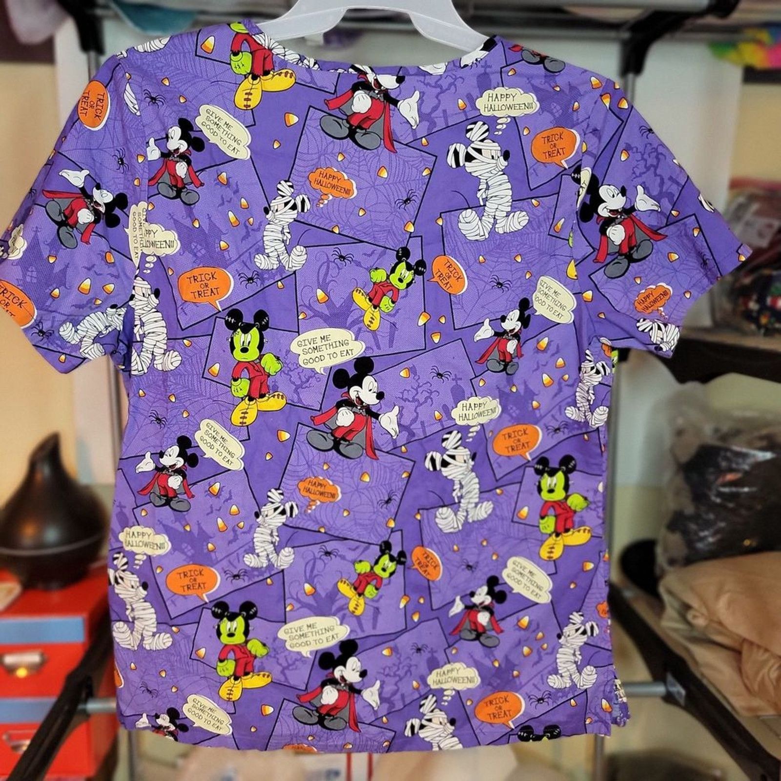 Disney Disney Mickey Trick Or Treat Purple Scrub Top - Size Large Size L / US 10 / IT 46 - 2 Thumbnail