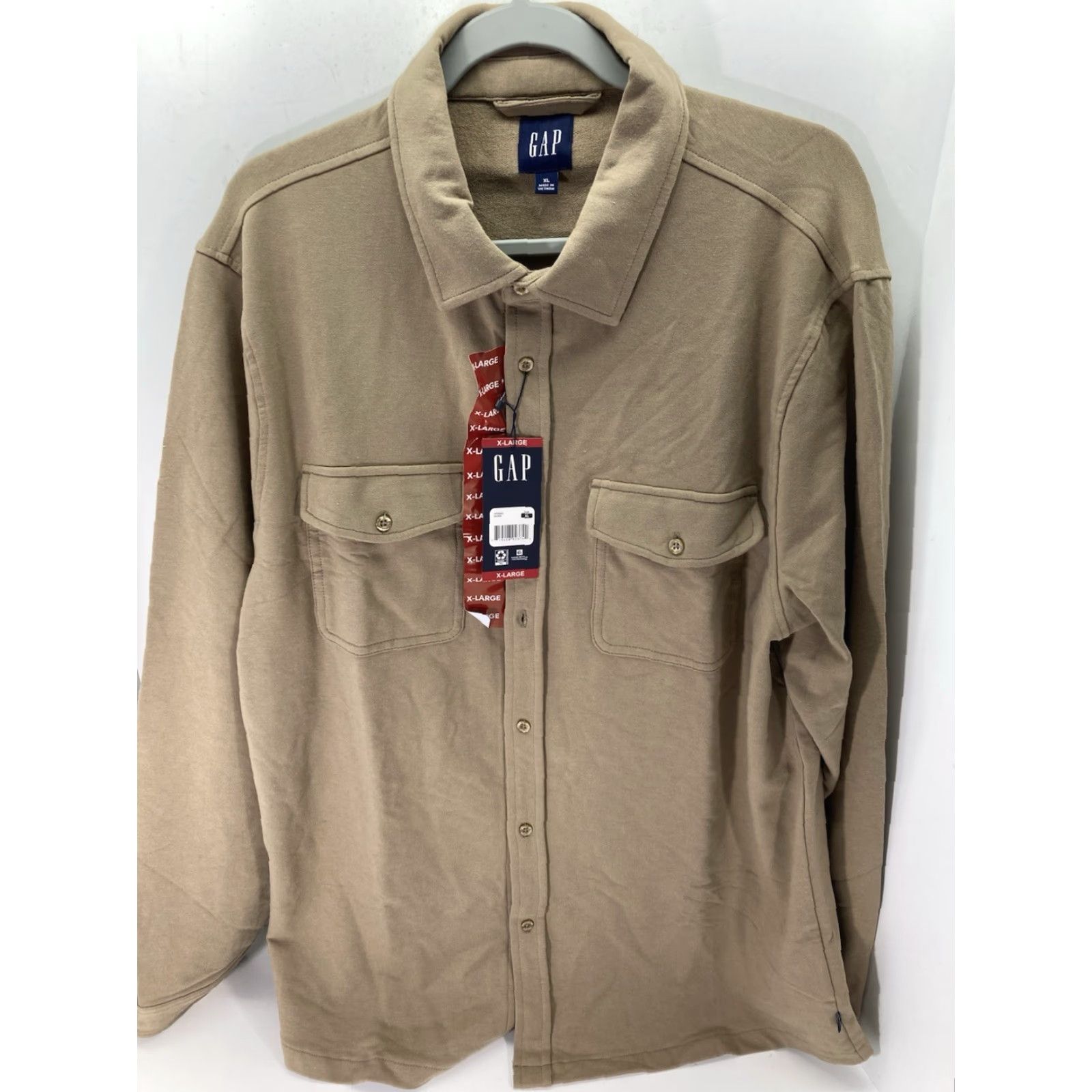 Gap Gap Knit Shirt Men XL Brown Button Long Sleeve Cotton Blend Stretch NWT Shirt Size US XL / EU 56 / 4 - 2 Thumbnail