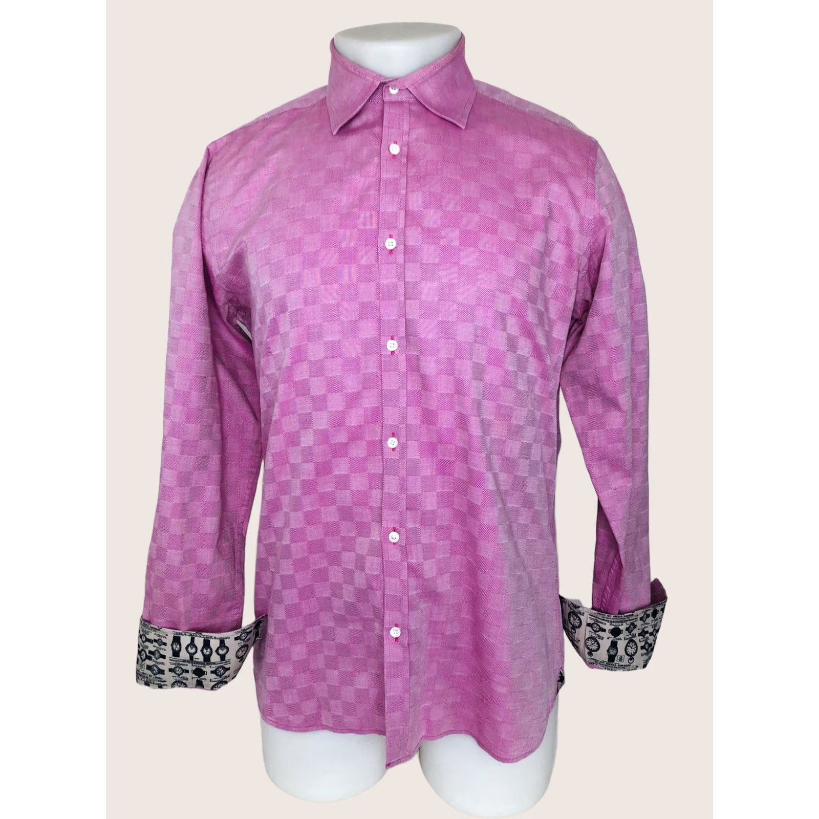 Ted Baker TED BAKER London Shirt Mens 15.5 Pink ARCHIVE TimePiece Wrist Watch FLIP CUFF Size US L / EU 52-54 / 3 - 1 Thumbnail