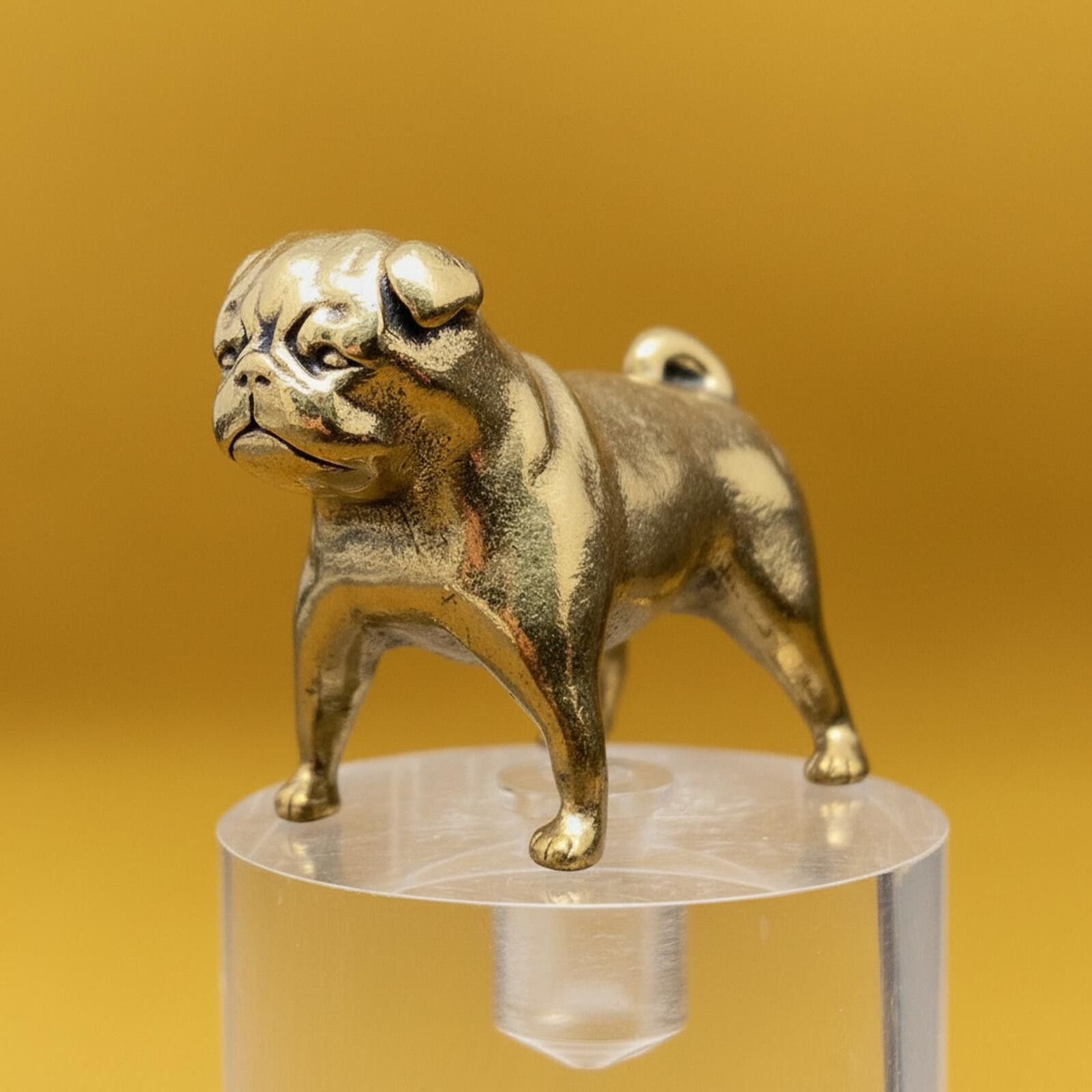 The Unbranded Brand Brass Pug Dog Figurine Sculpture Miniature Size ONE SIZE - 1 Thumbnail