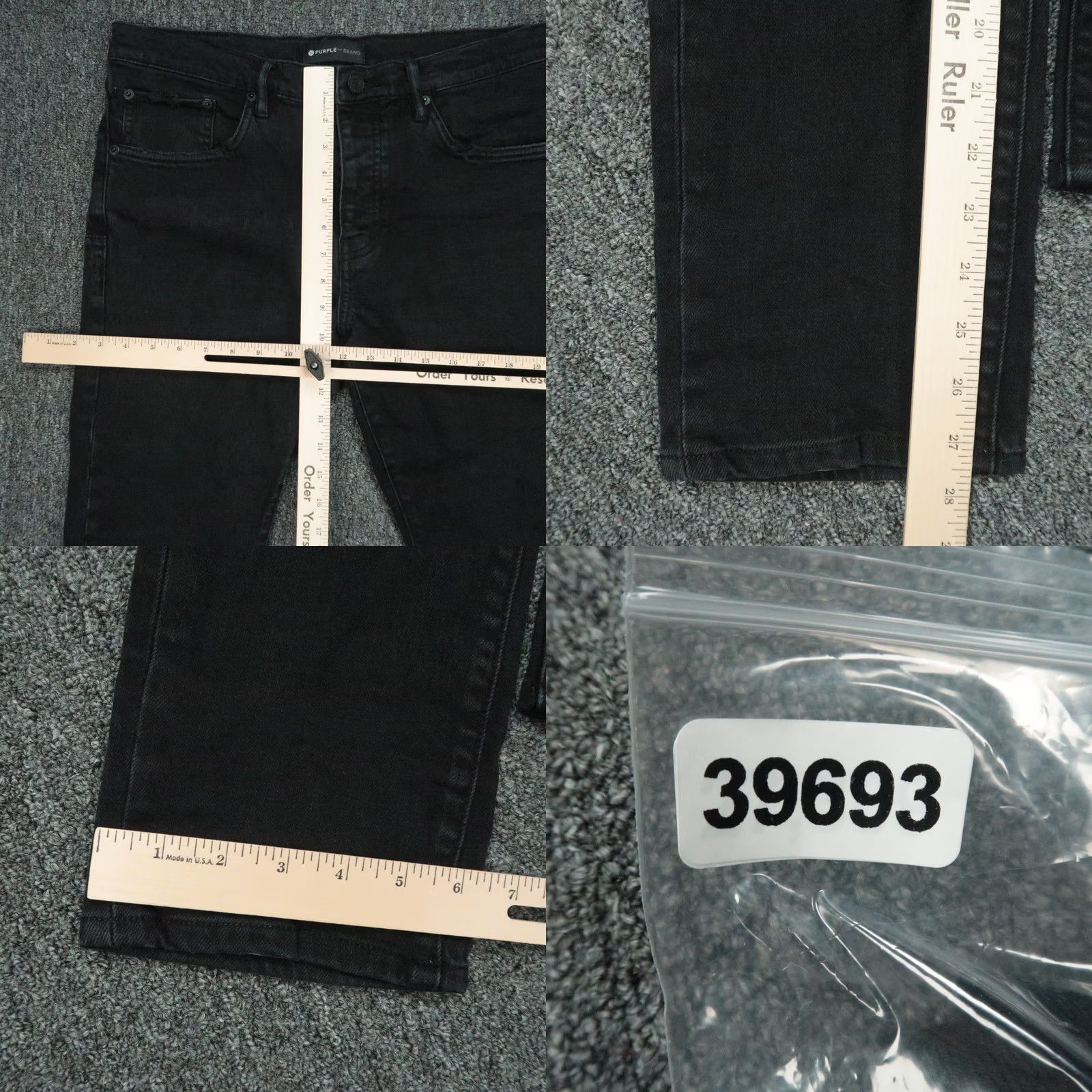 J Brand Purple Brand Jeans Mens 34x28 Black Slim Stretch Button Fly 5-Pocket Denim Straight Vintage: No Mens Size US 34 / EU 50 - 9 Thumbnail