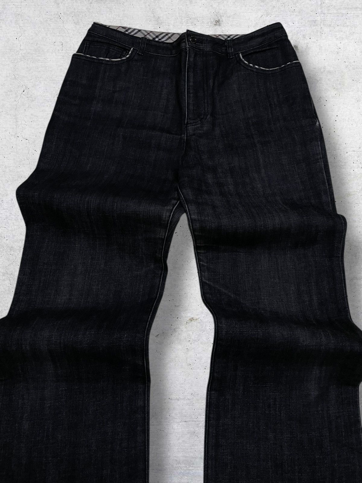 Burberry VINTAGE BURBEERY DESIGNER DEEP INDIGO PLAID PATTERN DENIM Size US 30 / EU 46 - 4 Thumbnail