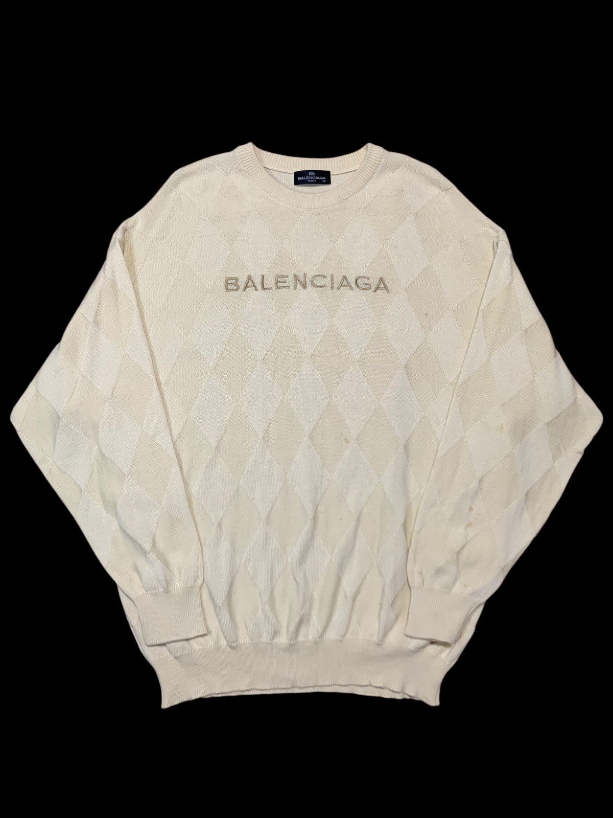 Balenciaga Vintage Balenciaga Logo embroidery diamond wool knit sweater Size US XL / EU 56 / 4 - 1 Thumbnail