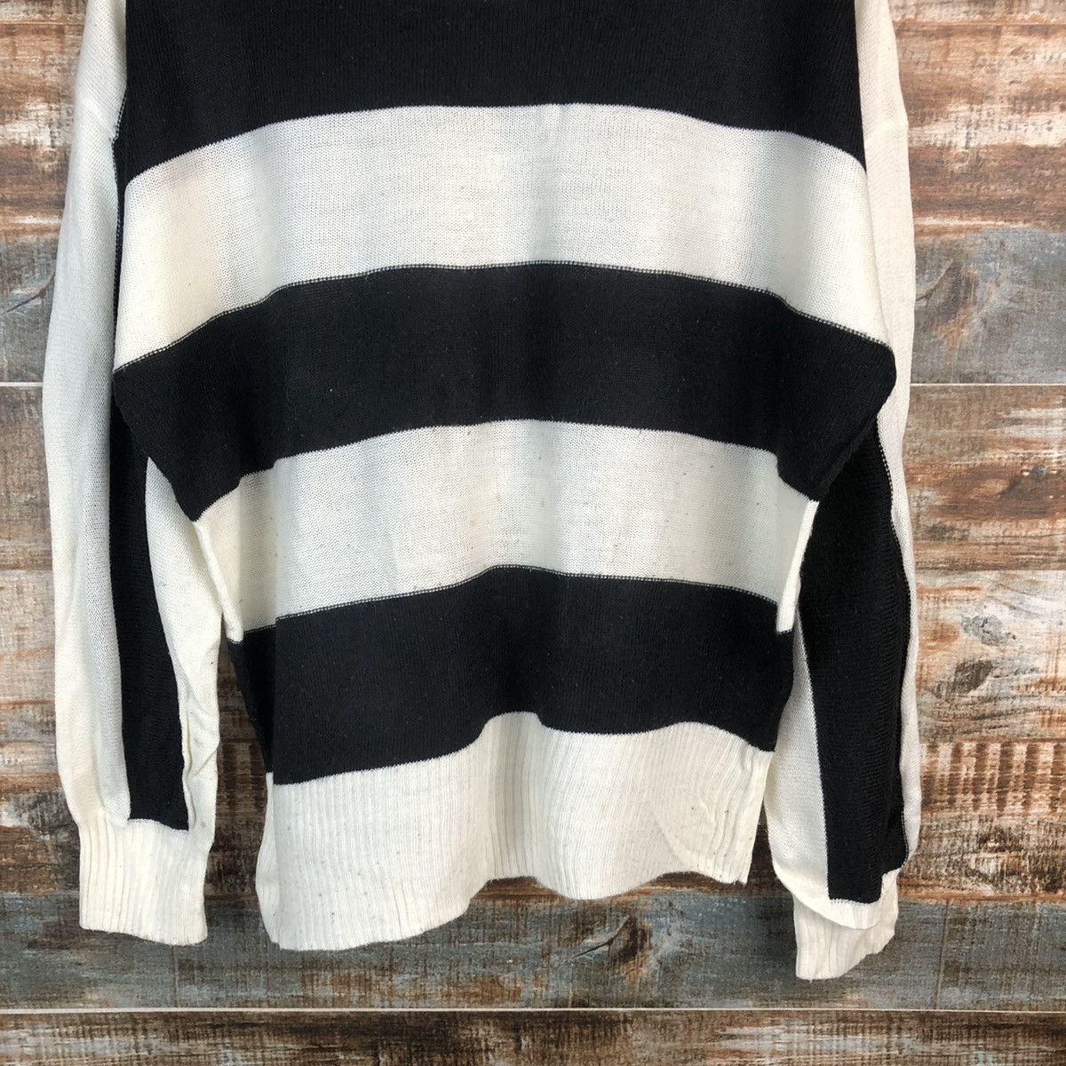 Homespun Knitwear × LOWRYS FARM A Part Of Lowyrs White Black stripe Knitwear #A1795 Size US M / EU 48-50 / 2 - 6 Thumbnail