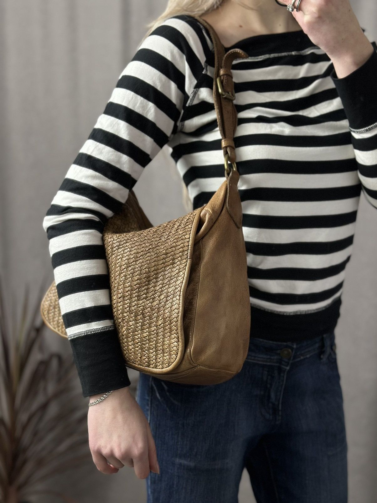 14th Addiction Vintage Leather Bag Hobo Avantgarde AS 98 style western Goa Size ONE SIZE - 2 Thumbnail