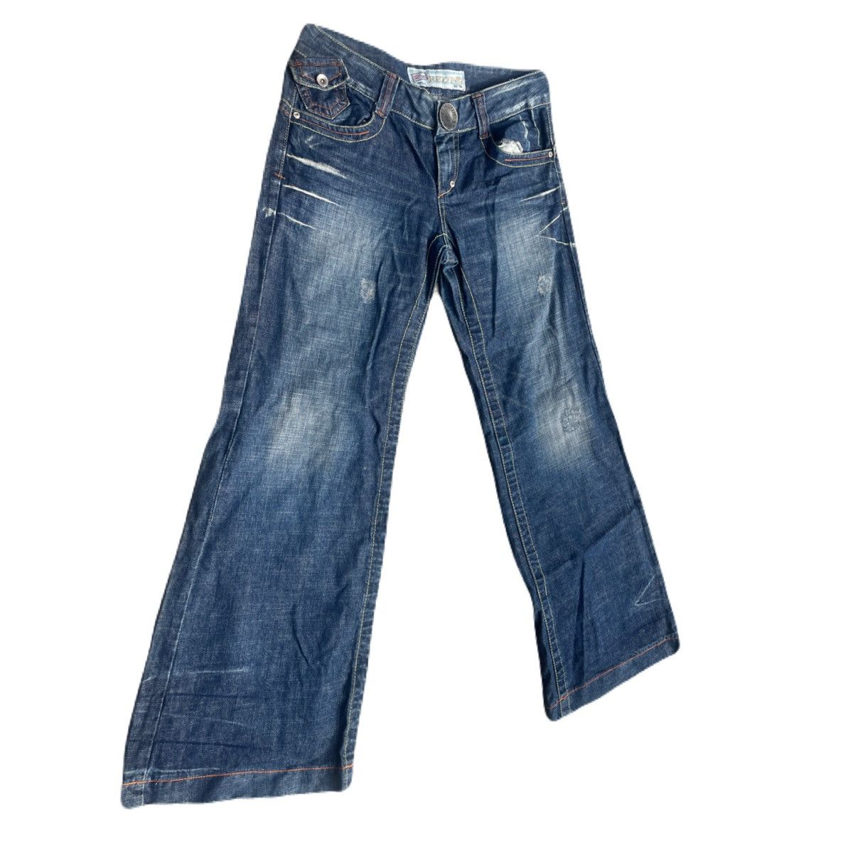 If Six Was Nine 2000s REDPEPPER Distressed Super Flare Jeans Y2K Gyaruo Vkei Size US 33 - 3 Thumbnail
