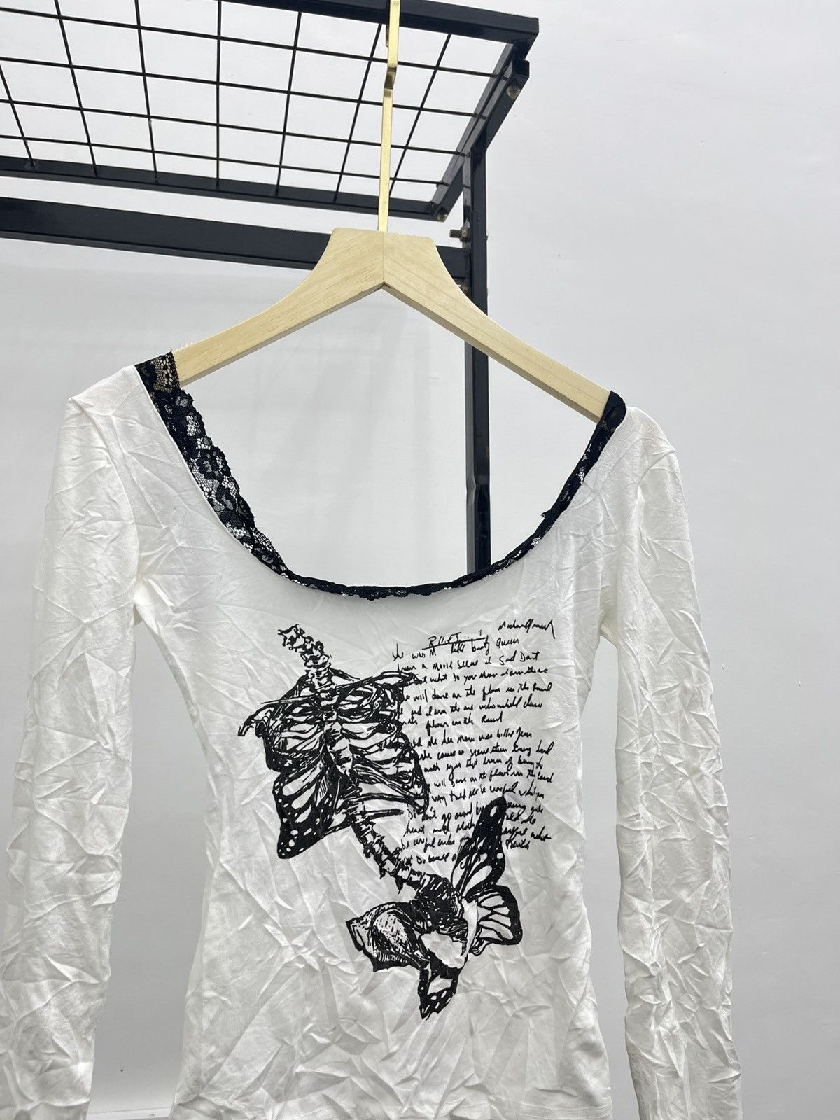 Hysteric Glamour Gothic Japanese Punk Long Sleeve Lace Top – Asymmetrical Cut Size M / US 6-8 / IT 42-44 - 2 Thumbnail