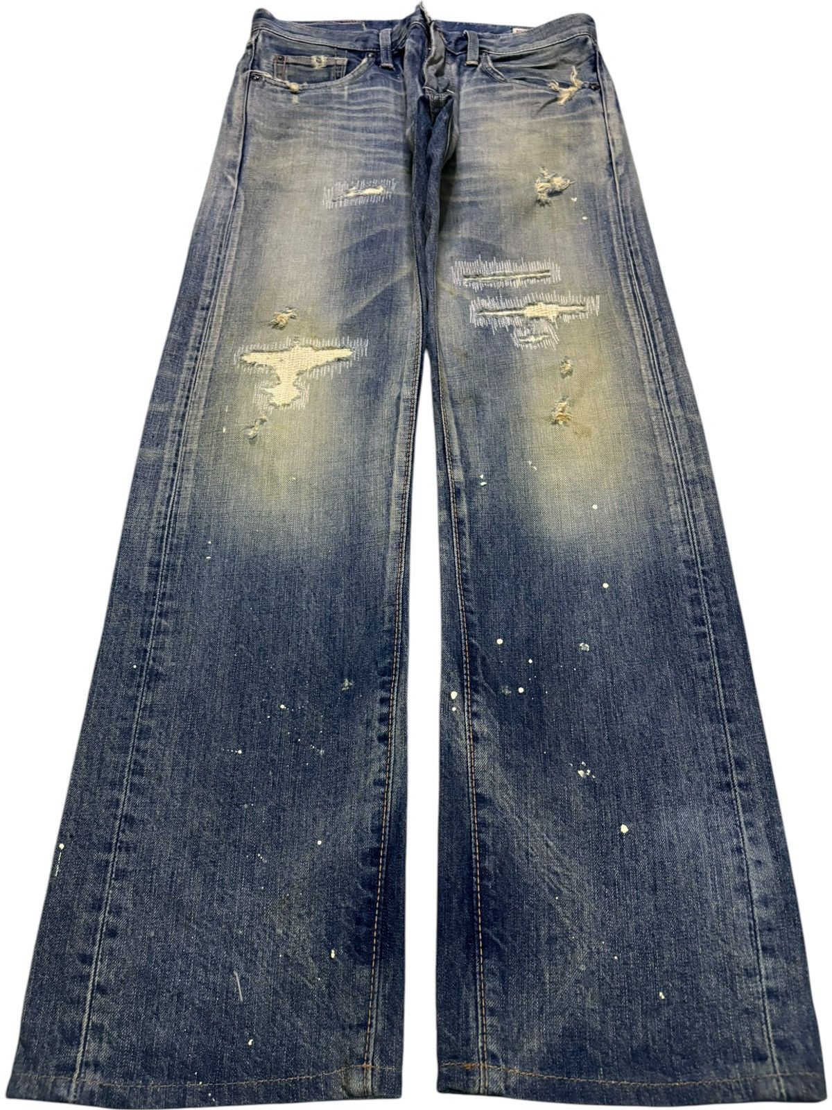 Edwin Vintage Edwin Painted Mud Wash Distress Sashiko Loose Jeans Size US 28 / EU 44 - 1 Thumbnail