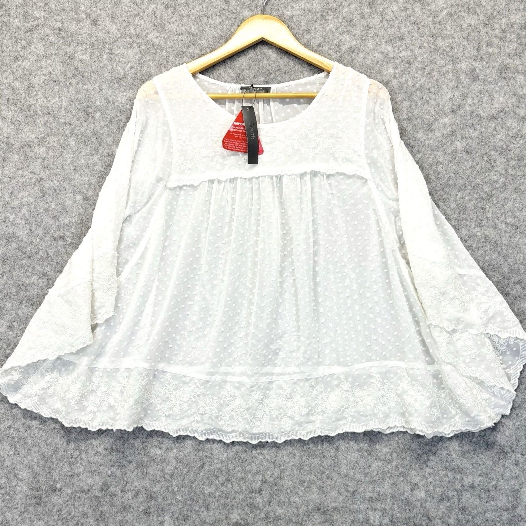 Vintage VINTAGE South Boho Blouse Size Medium Women’s Embroidered White New With Defect Floral Size M / US 6-8 / IT 42-44 - 2 Thumbnail