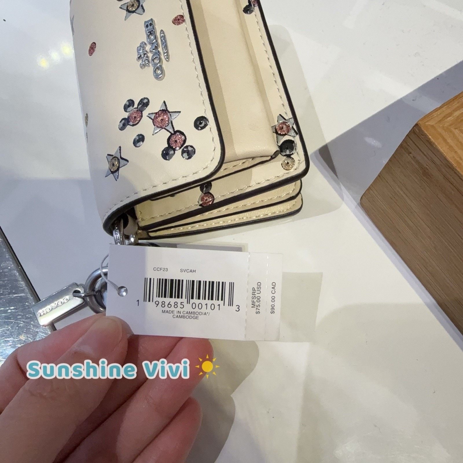 Coach NWT Coach Klare Bag Charm With Star Print CCF23 Silver Chalk Size ONE SIZE - 3 Thumbnail