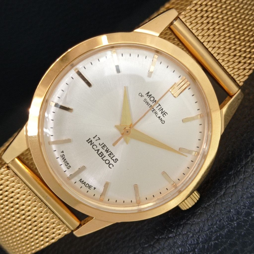 Other VINTAGE MONTINE HAND-WINDING SWISS MENS SILVER WATCH a444162 Size 38 - 1 Thumbnail