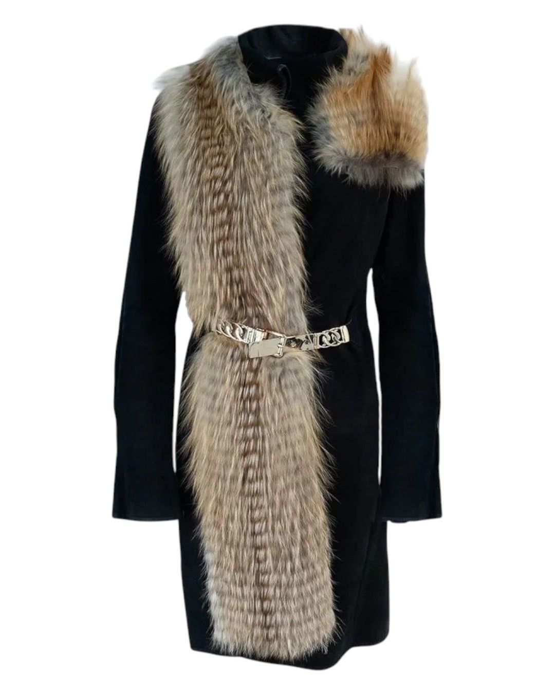 Gucci F/W 2010 SUEDE LEATHER COAT WITH FOX FUR LONG COLLAR Size S / US 4 / IT 40 - 1 Thumbnail