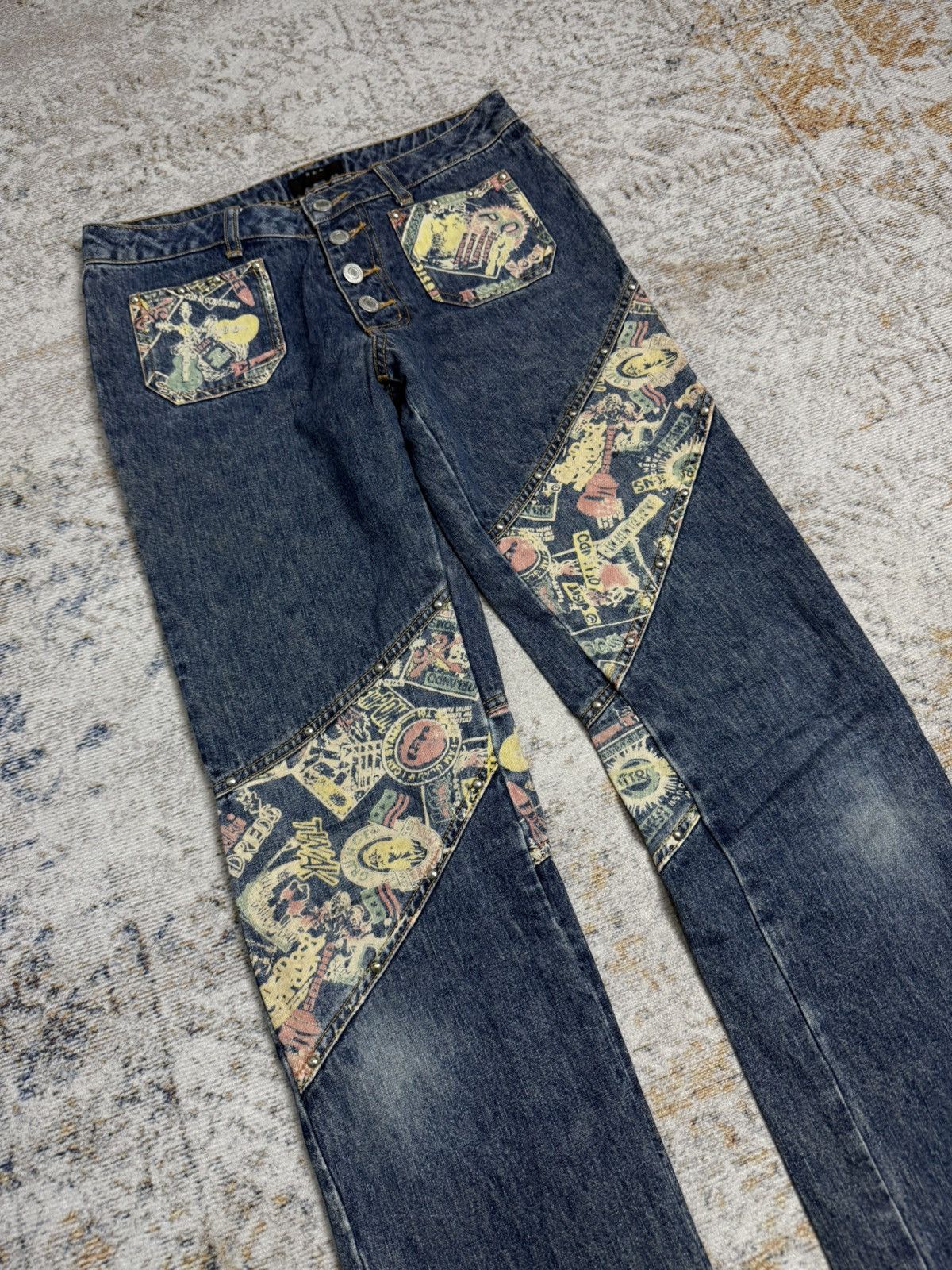 Tornado Mart Cat ifsix style y2k denim pants Size US 29 - 3 Thumbnail