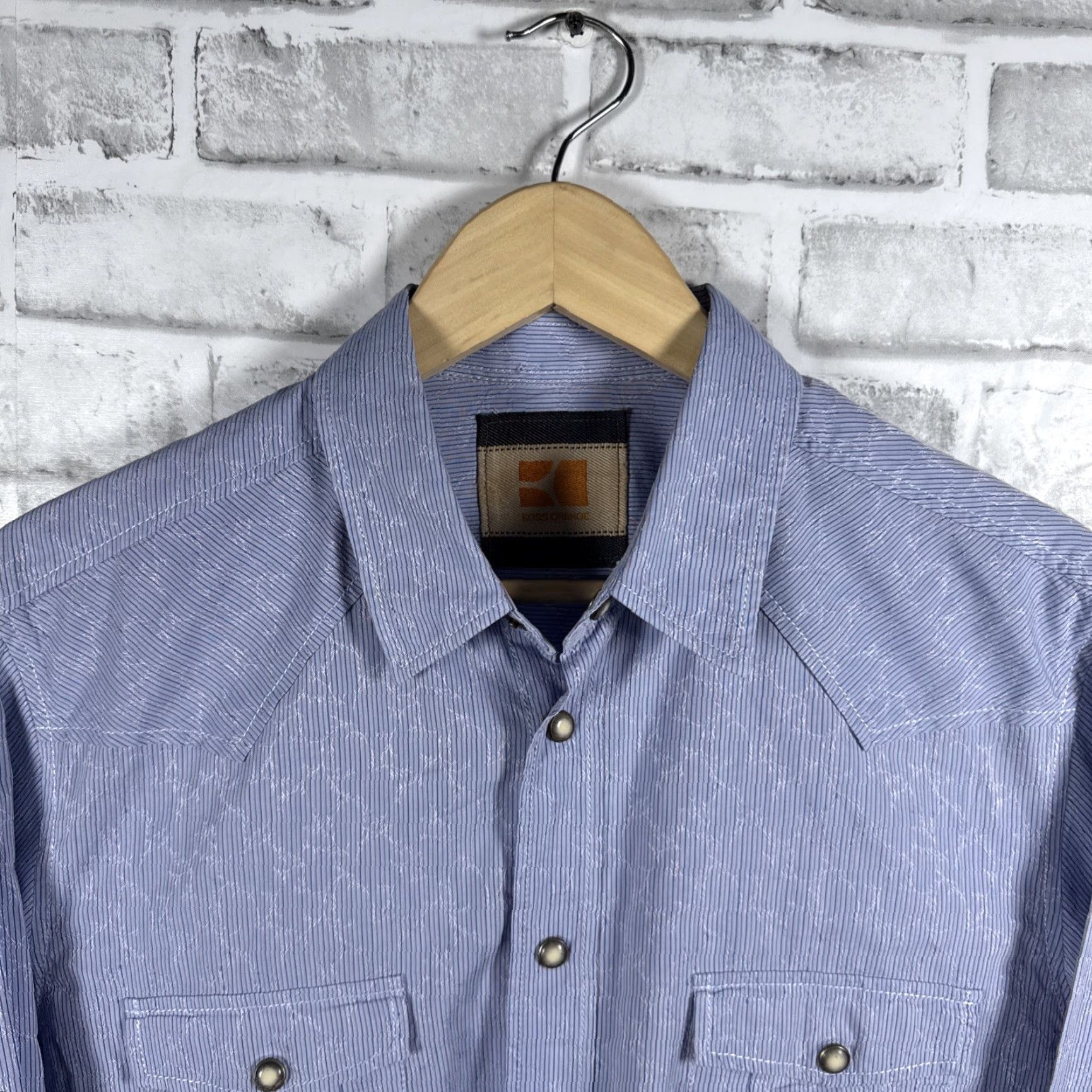 Vintage Boss Orange Blue Snap Button Shirt Mens Size M Size US M / EU 48-50 / 2 - 2 Thumbnail