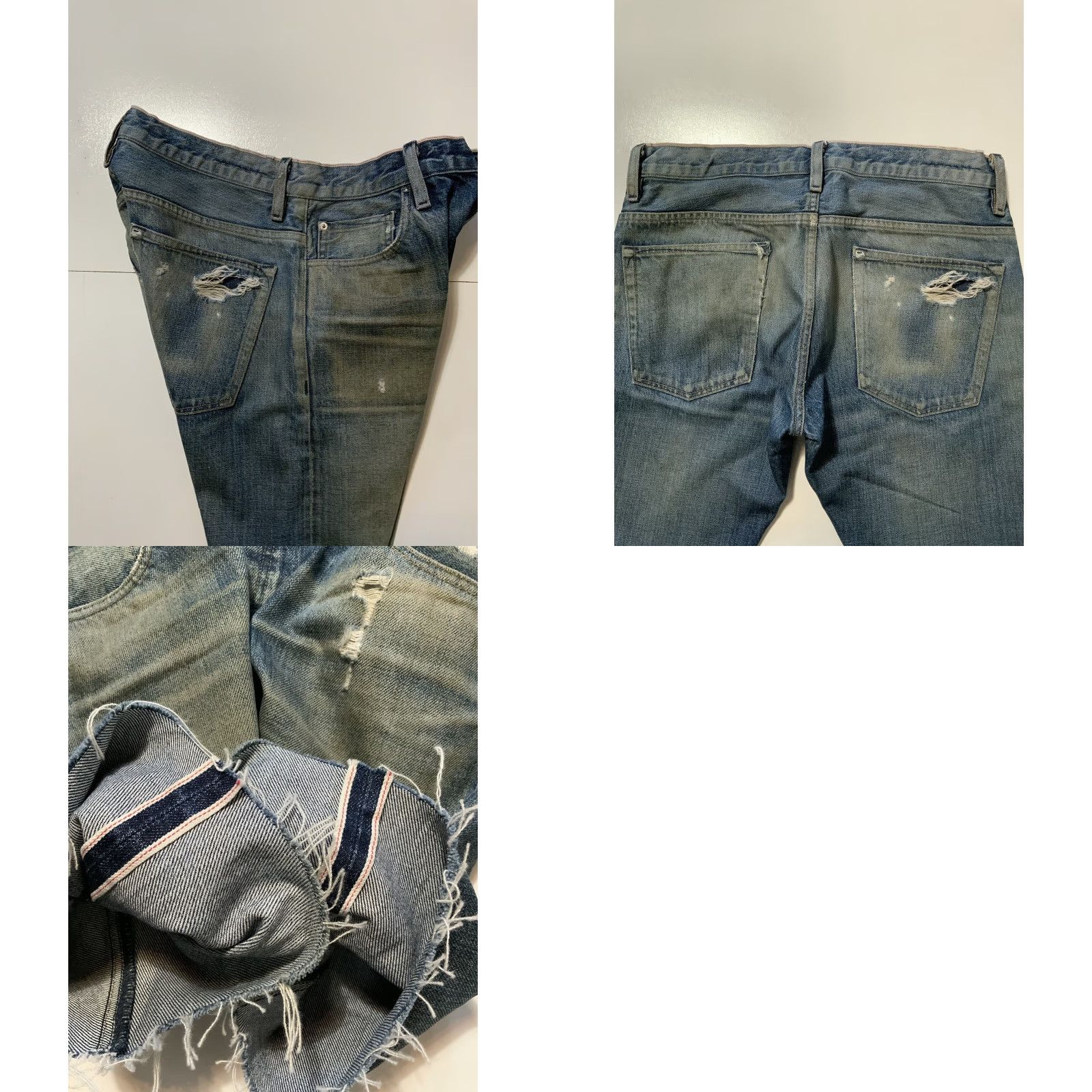 Denime Earnest Sewn Redline Selvedge Distressed Cutoff Button Fly Denim Jean Shorts 32 Men Size US 32 / EU 48 - 9 Thumbnail