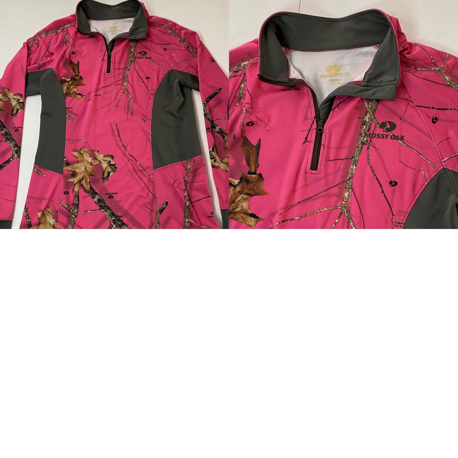 Vintage Mossy Oak Women’s Pink Camo Fleece Quarter Zip Pullover Jacket M Medium Zip Pockets Outdoor Activewear Regular Fit Size M / US 6-8 / IT 42-44 - 8 Thumbnail