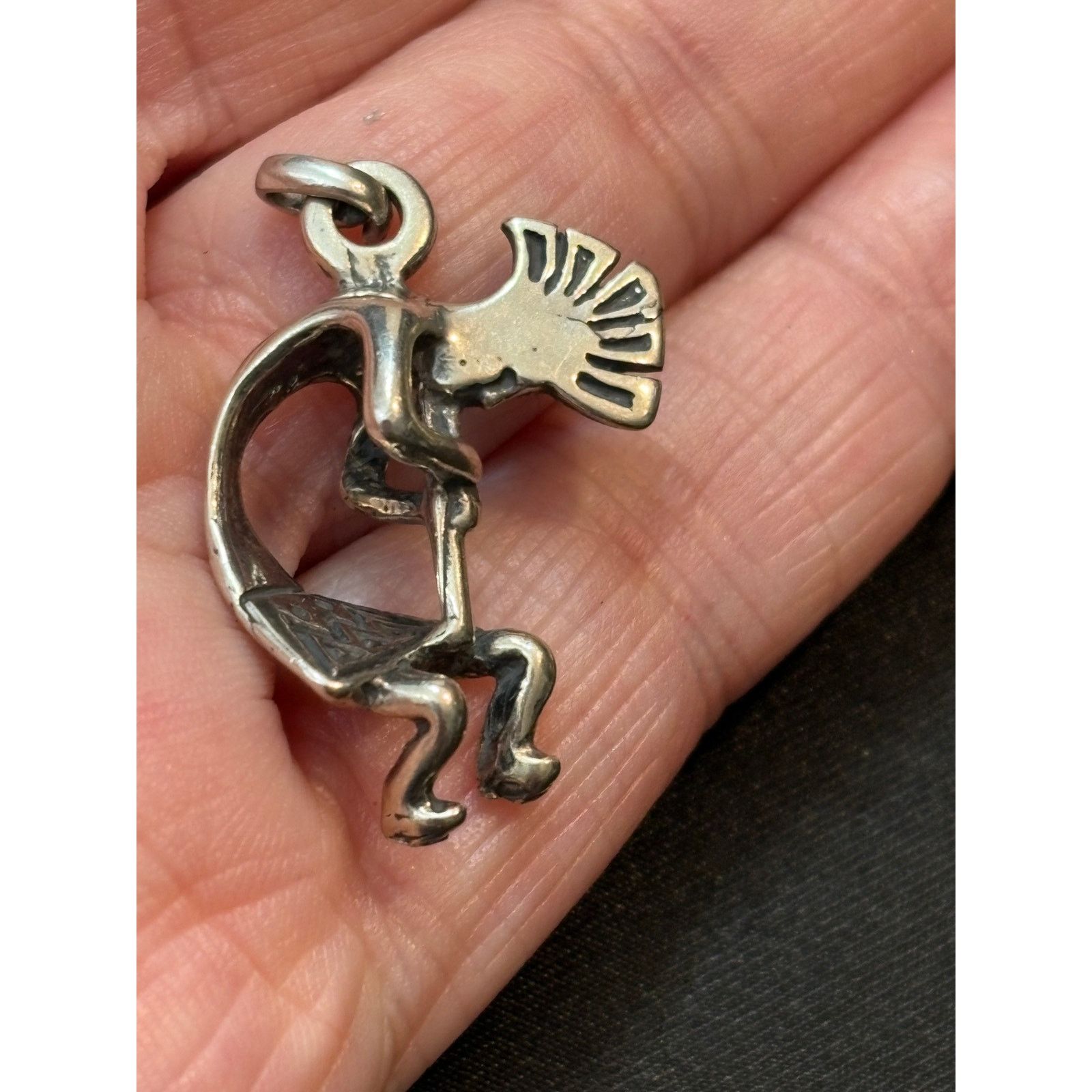 Other Vintage Sterling Silver Kokopelli Pendant 4 g 1.25" Size ONE SIZE - 4 Thumbnail
