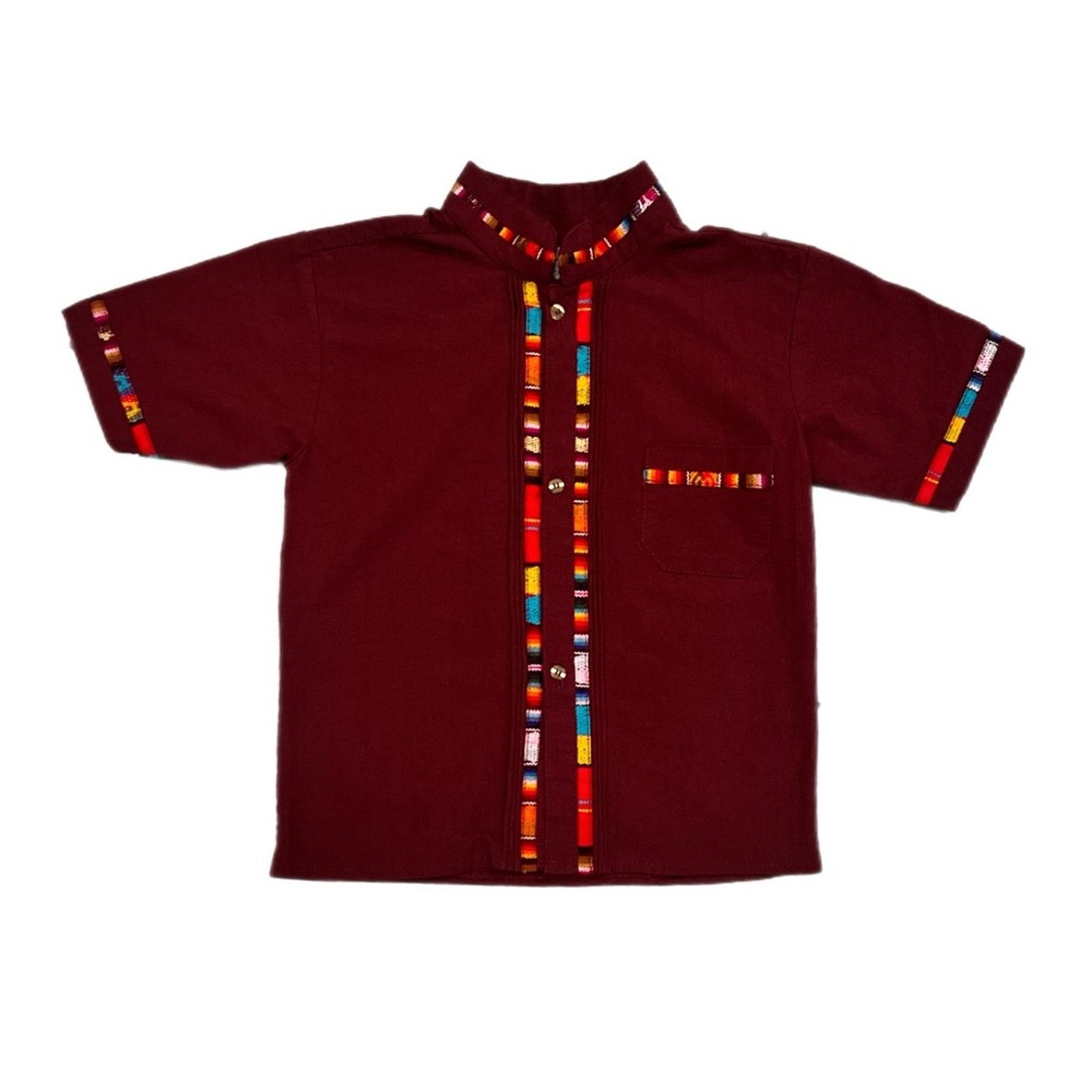 Vintage Girls Woven Trim Burgundy Short Sleeve Button Up Size XS / US 0-2 / IT 36-38 - 1 Thumbnail