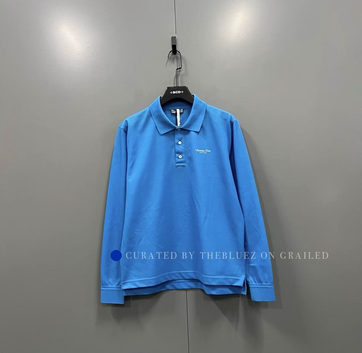 Dior Blue Logo Embroidered Long Sleeve Polo Size US M / EU 48-50 / 2 - 1 Thumbnail