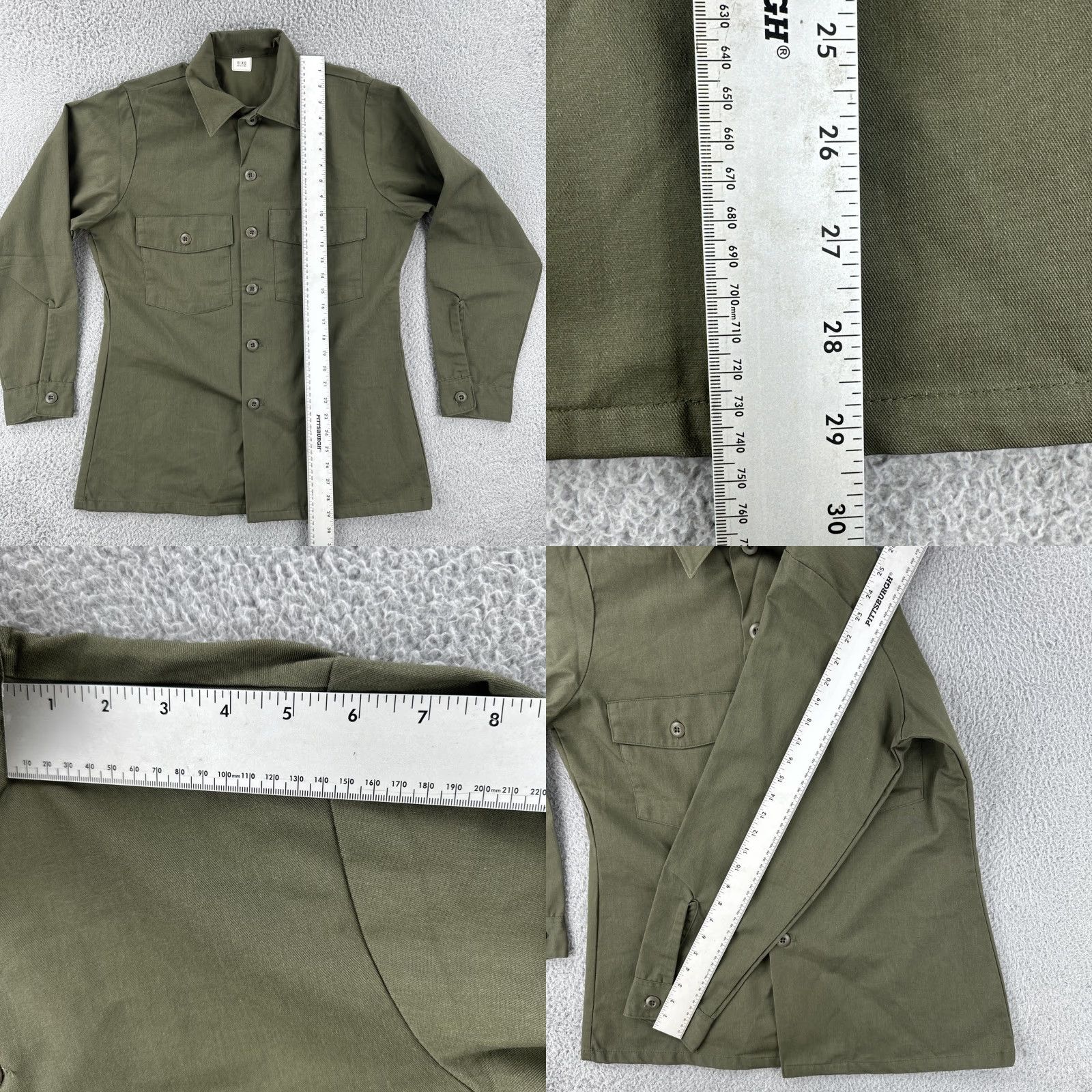 Olive VINTAGE US Army OG-507 Utility Shirt Mens Olive 70s Long Sleeve Collared Button 15 1/2 x 33 Green Regular Men Size US XS / EU 42 / 0 - 8 Thumbnail