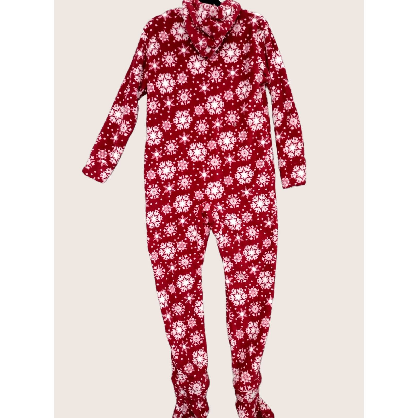 Vintage Alexander Del Rossa Women's Fleece One Piece One Zee Pajamas Footed Red/White S Size ONE SIZE - 1 Thumbnail