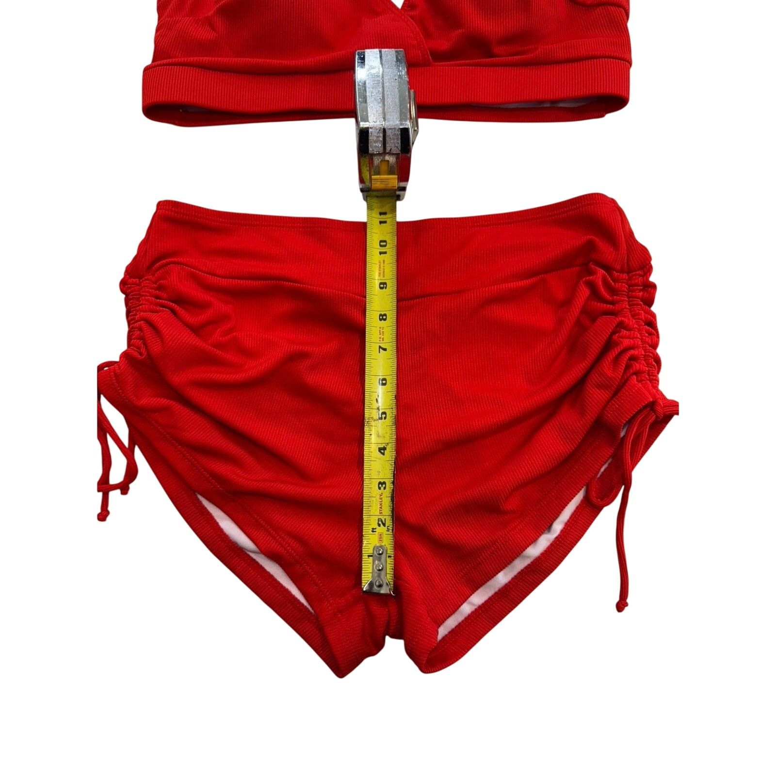 Shein Red High Waisted Bikini Set Spaghetti Strap Polyester Swim Size ONE SIZE - 3 Thumbnail