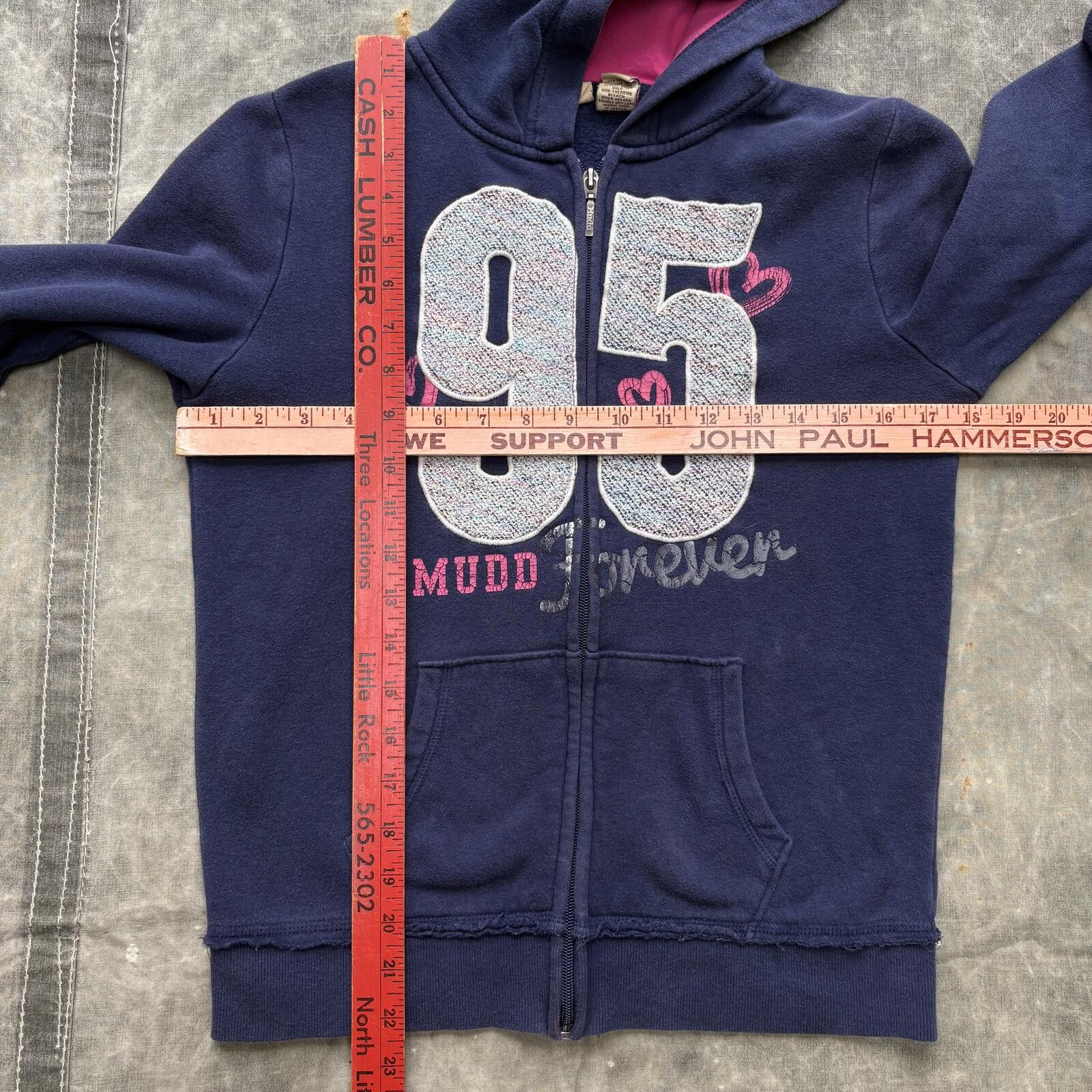 Vintage Vintage Y2K Mudd Hearts Embroidered Skater Full Zip Hoodie Size M / US 6-8 / IT 42-44 - 4 Thumbnail