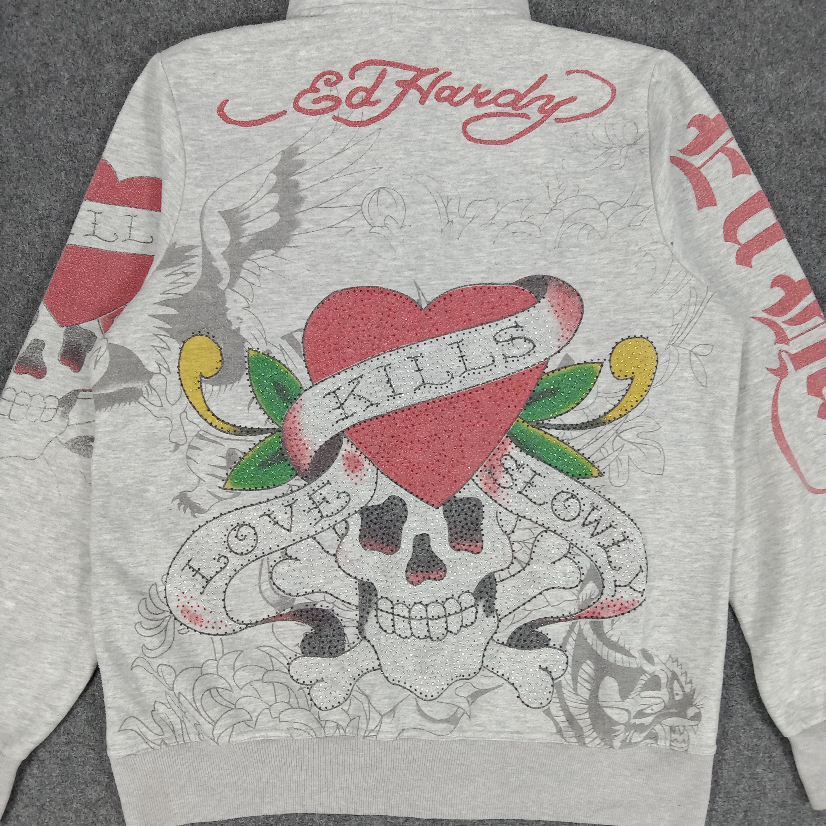 Christian Audigier × Ed Hardy × Vintage Ed Hardy by Christian Audiger Skull Art Hoodies Size US M / EU 48-50 / 2 - 8 Thumbnail