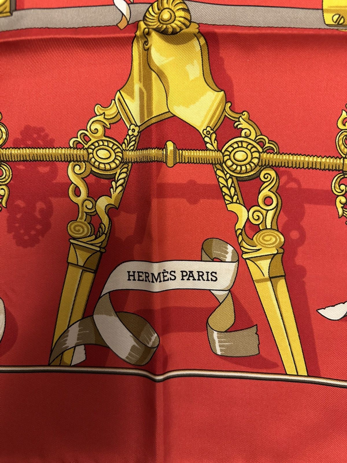 Hermes Hermes Silk Scarf Carre 90 "Copeaux" Red Silk Scarf US M Size ONE SIZE - 3 Thumbnail