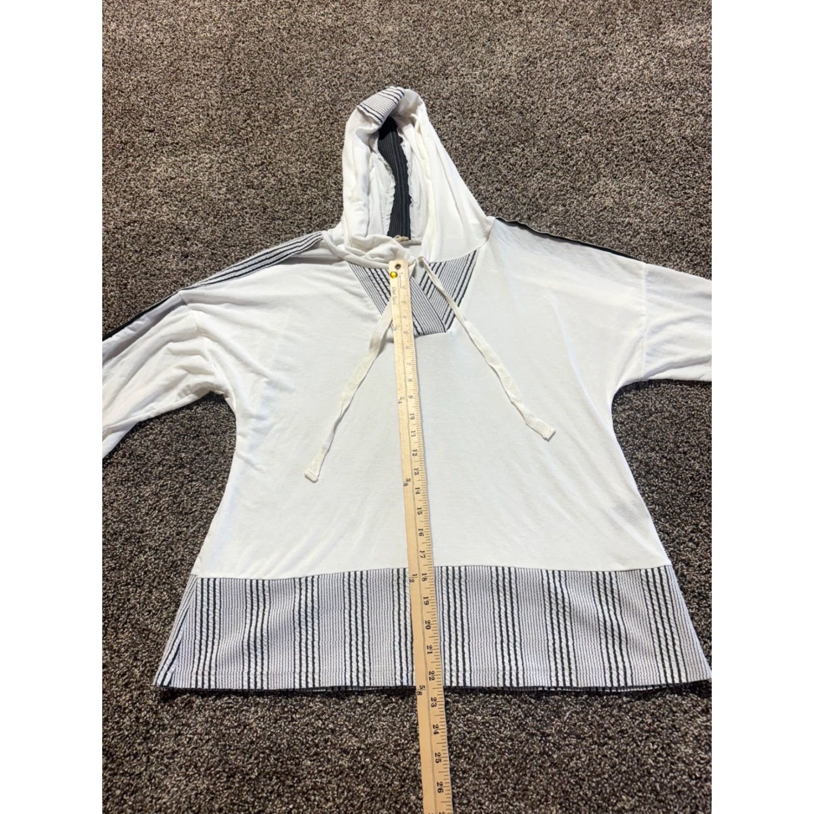 Vintage POL Striped Lightweight Hoodie Pullover Shirt Womens Small White Black Long Sleeve Pullover Activewear USD Size S / US 4 / IT 40 - 5 Thumbnail