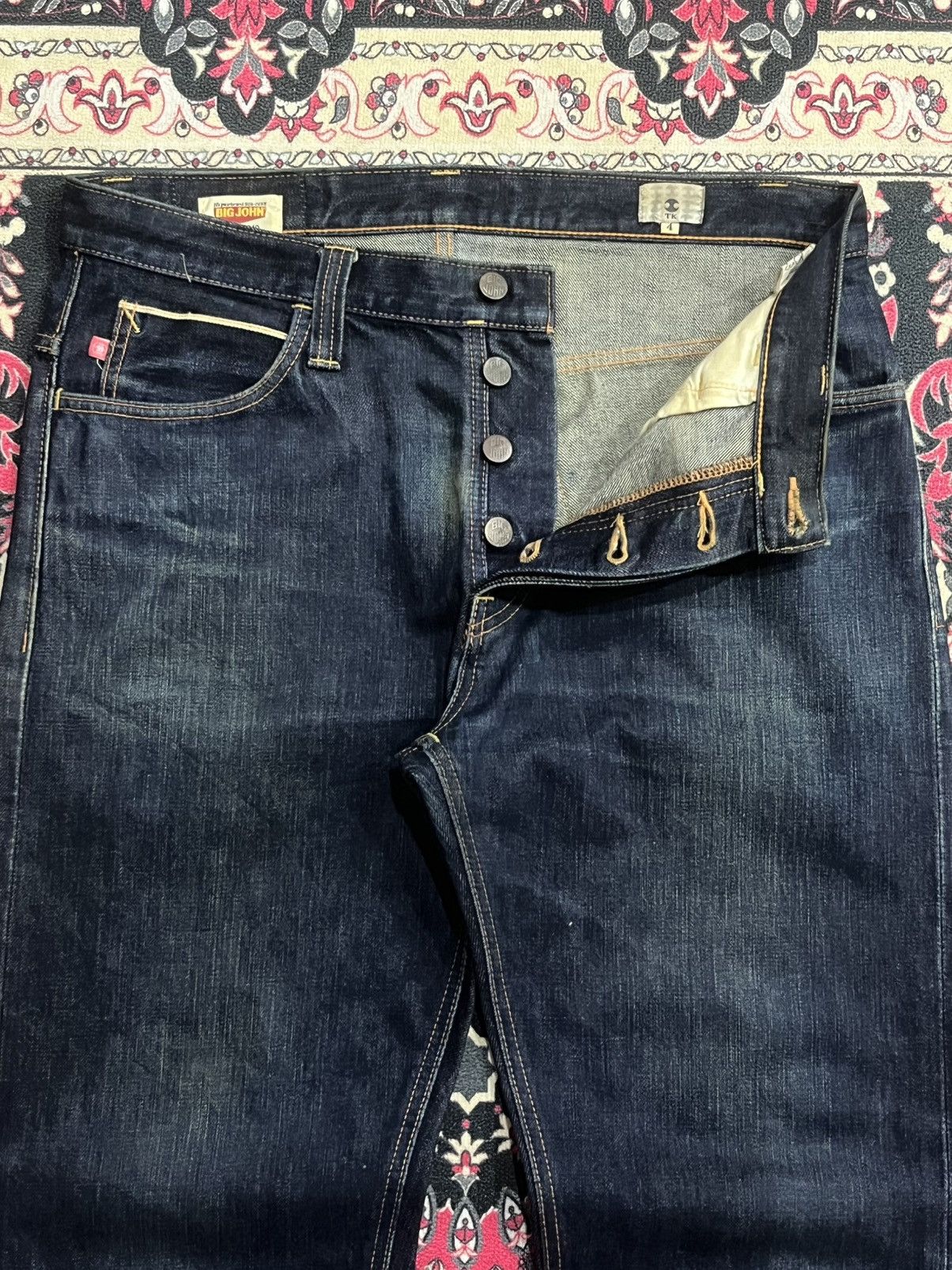 Sugar Cane ⚡️Selvedge⚡️Big John X Takeo Kikuchi Navy Blue Washed Raw Jean Size US 34 / EU 50 - 5 Thumbnail