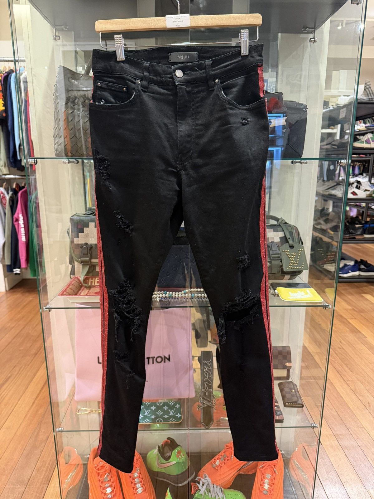 Amiri Amiri Glitter Track Stripe Denim Jeans Size US 33 - 1 Thumbnail