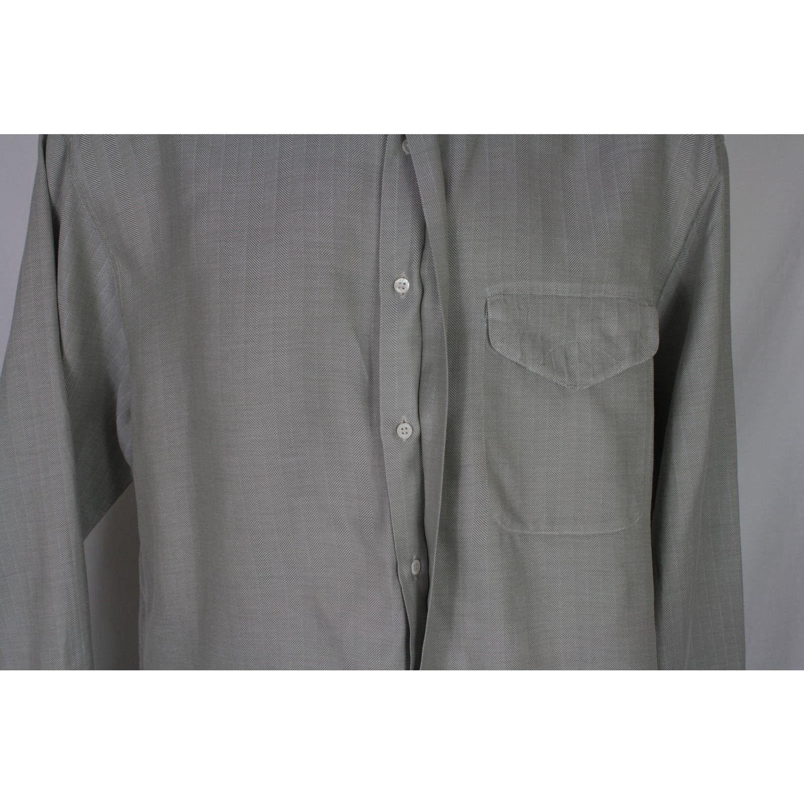 Salvatore Ferragamo Vintage Salvatore Ferragamo Herringbone Button Up Shirt XXL Size US XXL / EU 58 / 5 - 3 Thumbnail