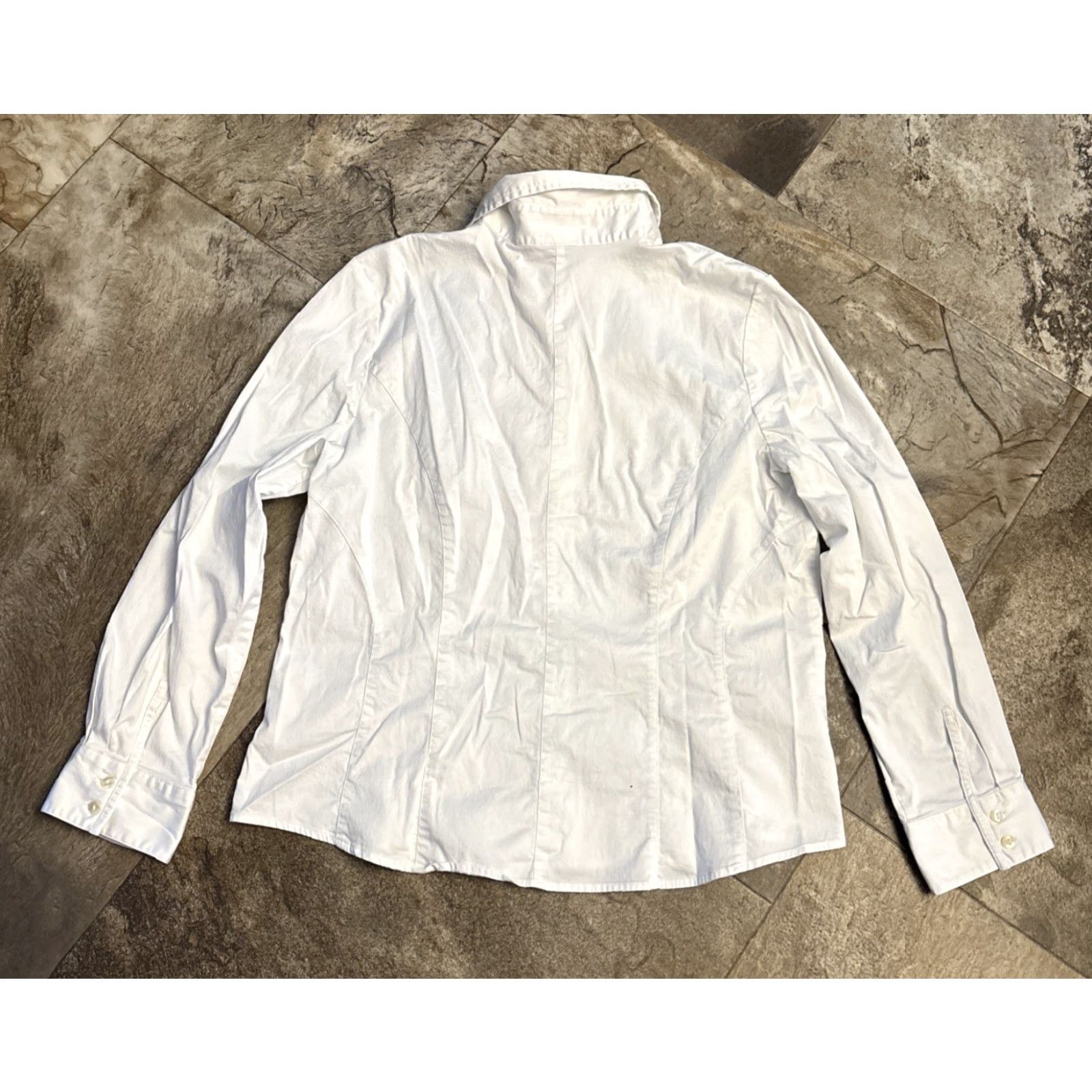 J. Jill J. Jill Blouse Shirt Long Sleeve Button Collared 18P White Stretch Classic Capsule Size XXL / US 16-18 / IT 52-54 - 4 Thumbnail