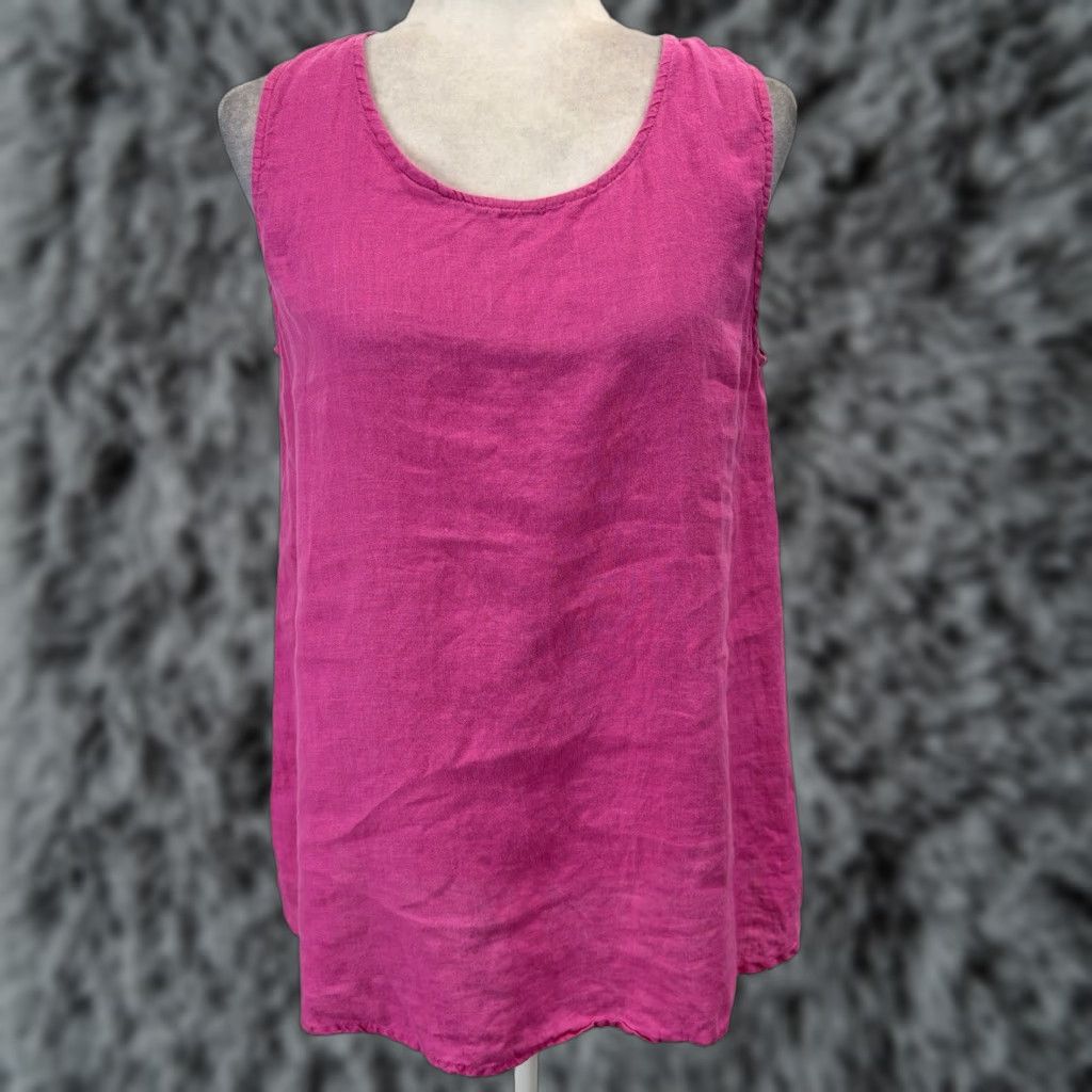 Pinko VINTAGE Yuvita Linen Tank Top Women's Pink Lagenlook Beach Sleeveless Tank M Pink Women’s Shirt Size M Size M / US 6-8 / IT 42-44 - 1 Thumbnail