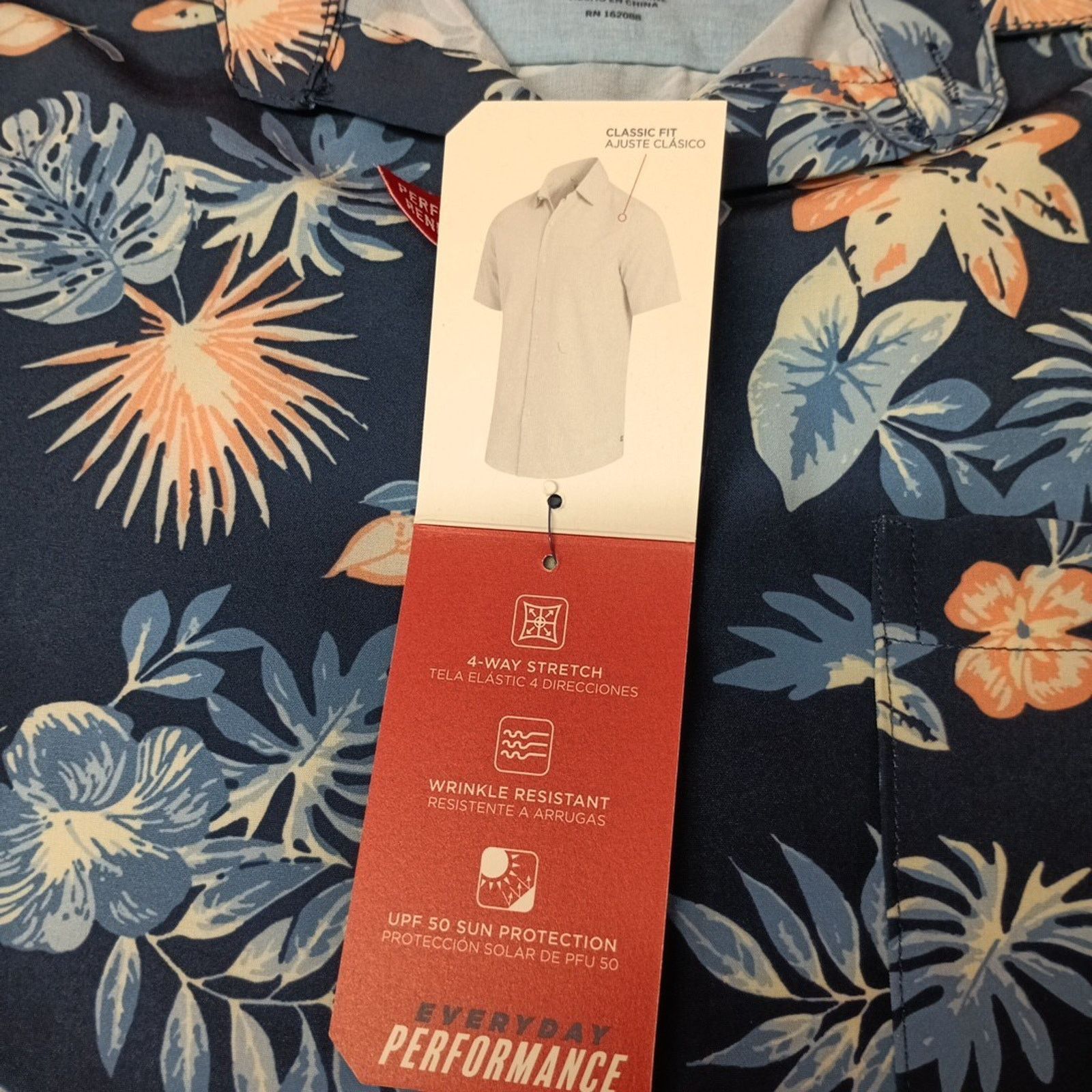 Chaps Chaps Woven Shirt Men's Size M Blue Floral Stretch UPF 50 Size US M / EU 48-50 / 2 - 3 Thumbnail