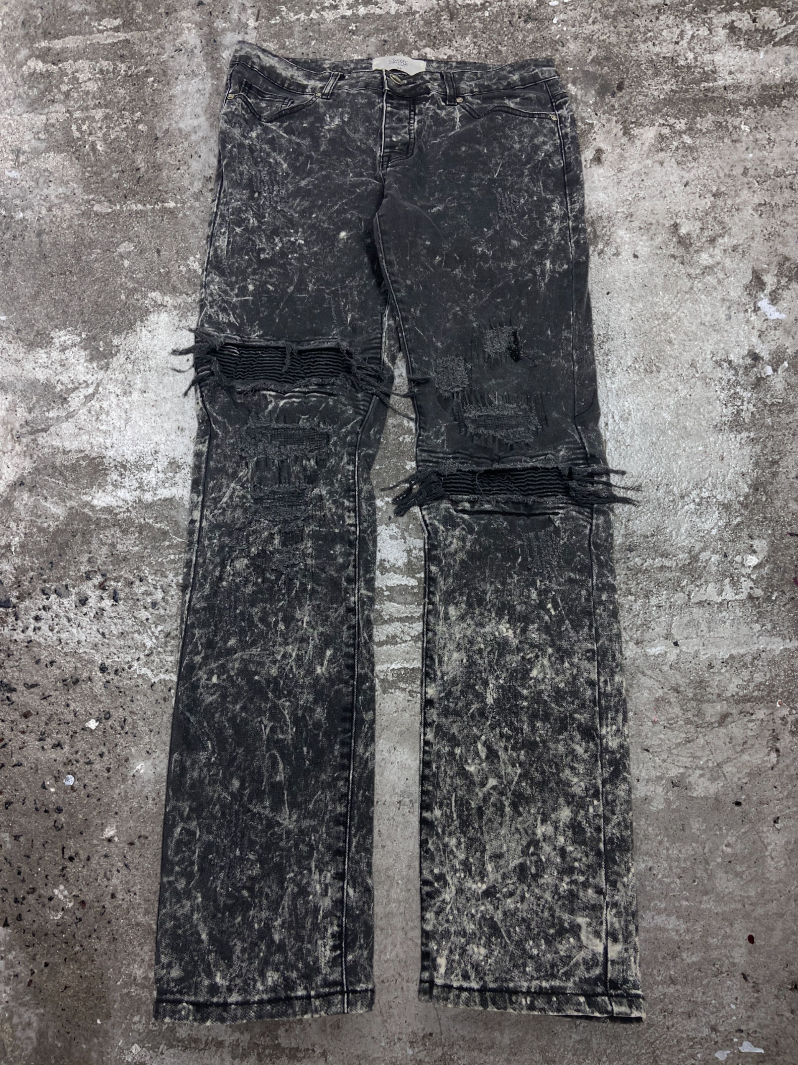 Japanese Brand STONE WASHED DISTRESSED FADED DENIM REPPAIRED PANTS - № 3009 Size US 32 / EU 48 - 1 Thumbnail