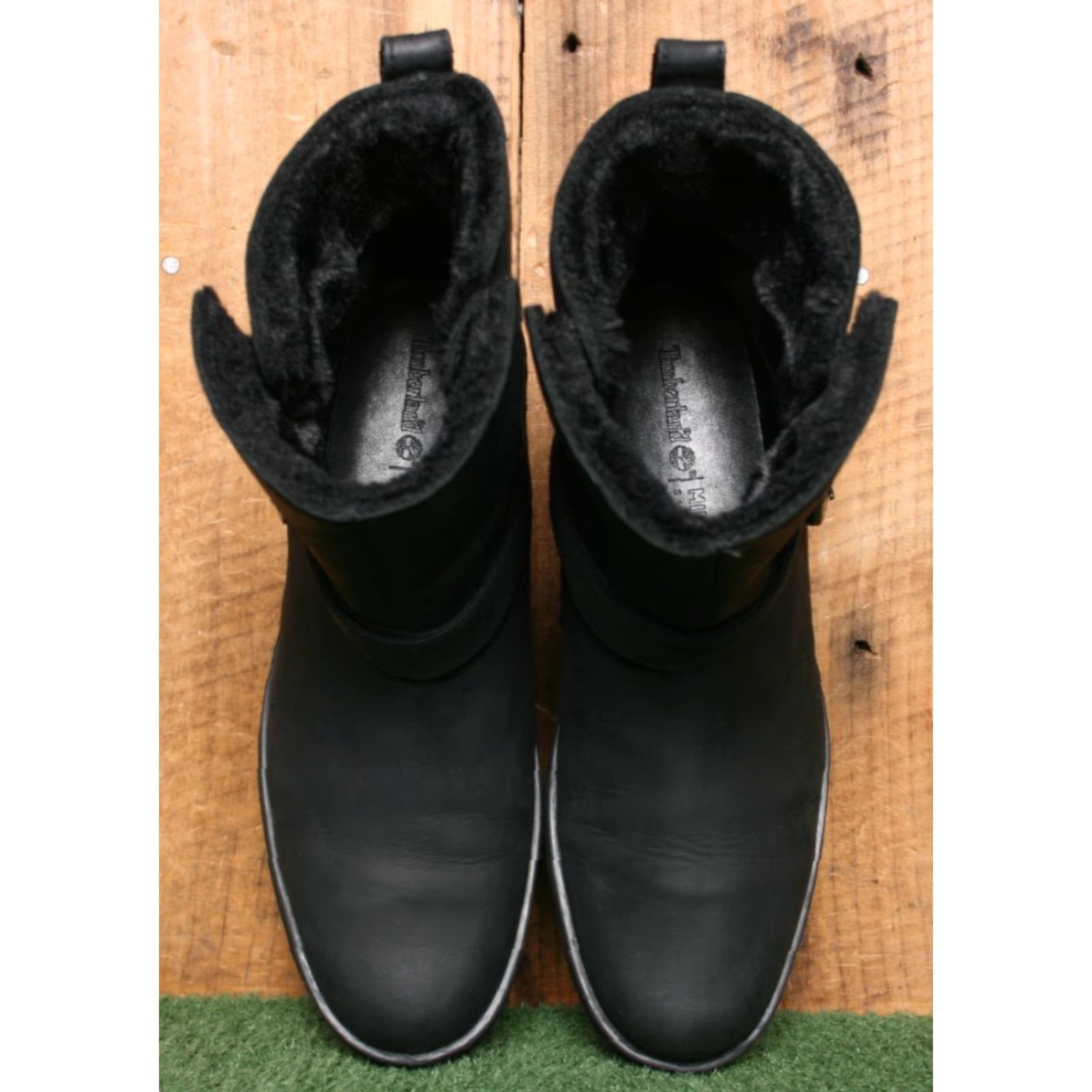 Timberland TIMBERLAND Graceyn Black Faux Fur Lined Waterproof Biker Boots Sz. 8 Womens Leather Bootie 90s? Size US 6 / IT 36 - 4 Thumbnail