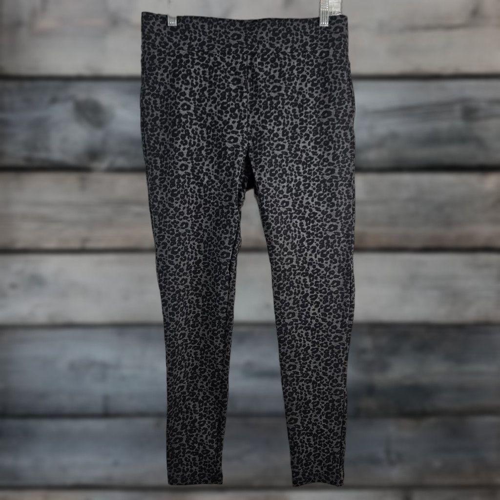 Loft LOFT Ann Taylor Womens Ponte Knit Ankle Pants Sz M Black Gray Animal Print 27in Inseam Size 32" / US 10 / IT 46 - 1 Thumbnail