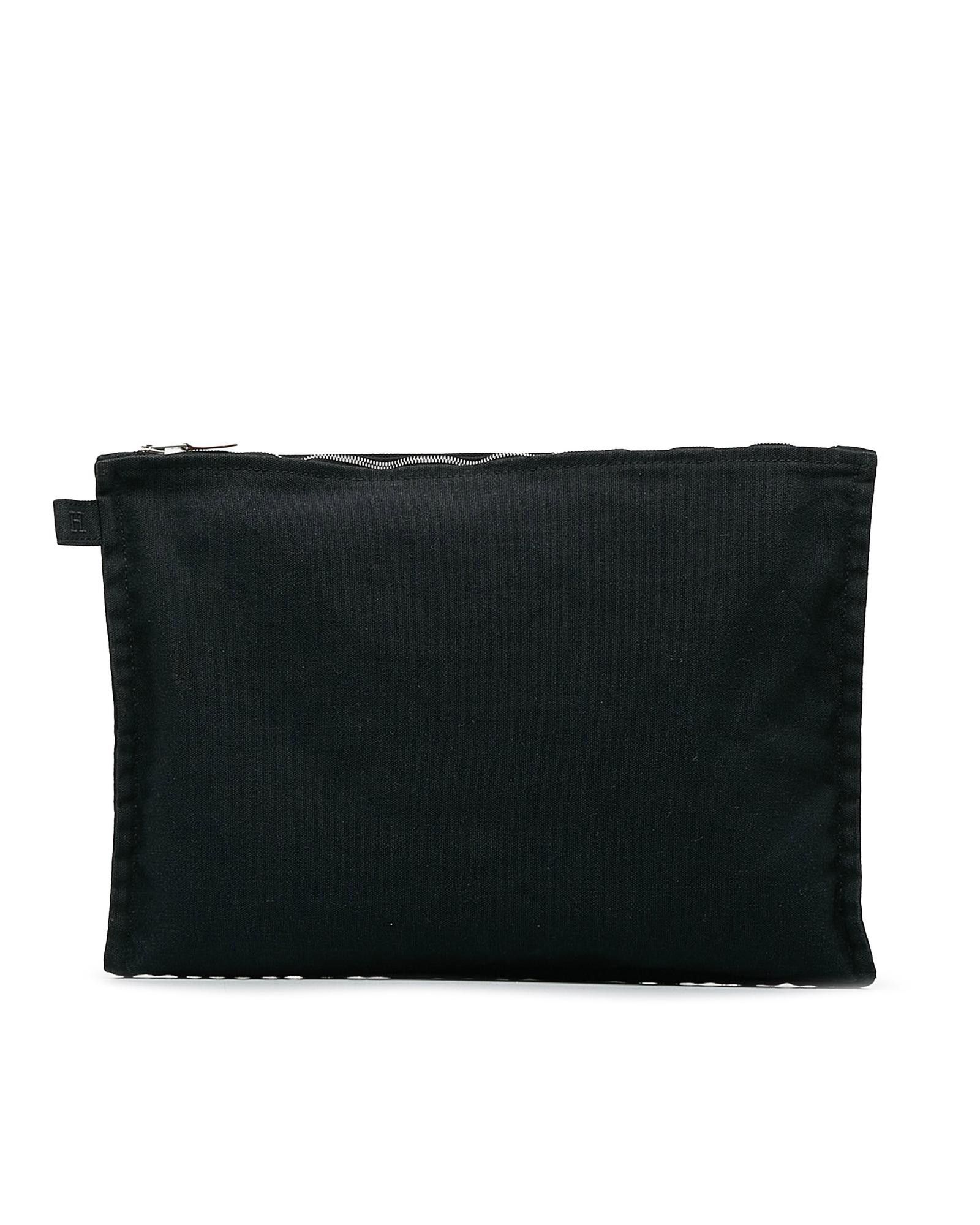 image of Hermes Canvas Zip Pouch in Black, Women's