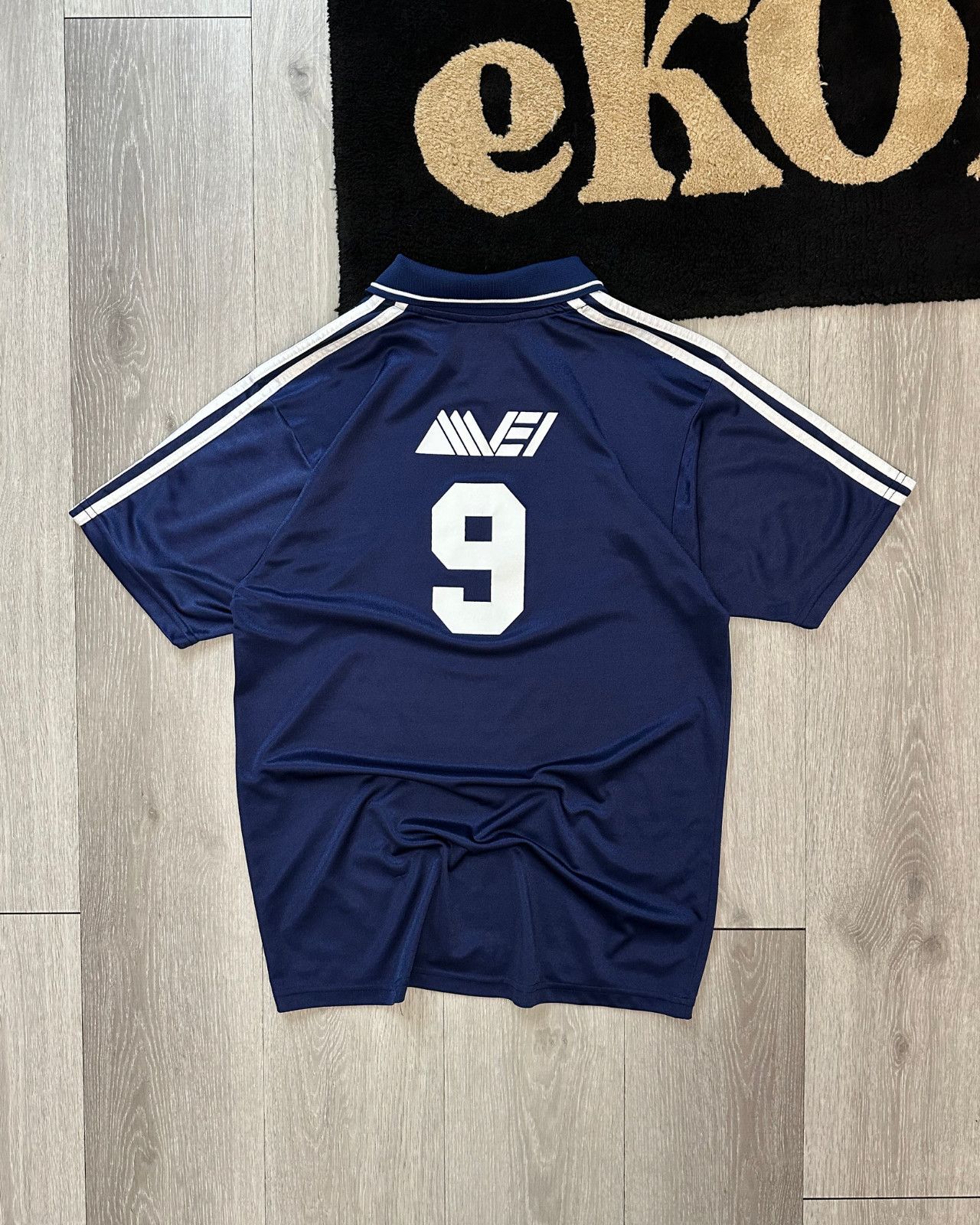 Adidas Vintage 90's Adidas #9 Navy Blue Soccer Jersey - Size Medium Size US M / EU 48-50 / 2 - 2 Thumbnail