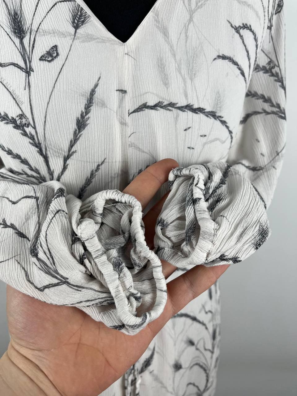 Allsaints AllSaints Joelle Lowestoft Maxi Dress White Wheat Print Size L / US 10 / IT 46 - 5 Thumbnail