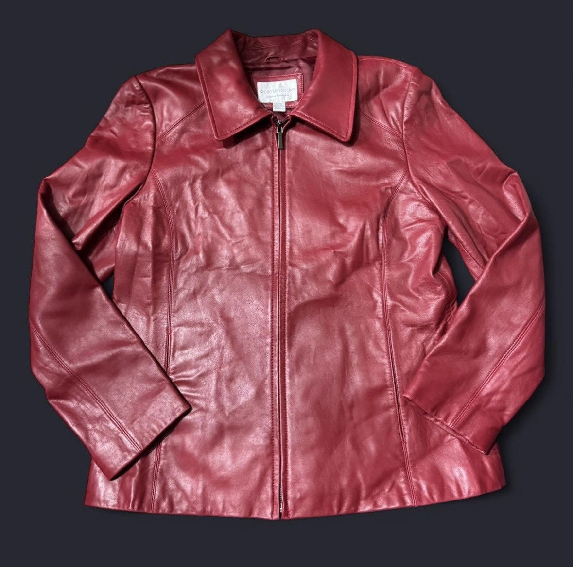 Worthington Vintage Worthington cherry red lamb skin jacket Size L / US 10 / IT 46 - 4 Thumbnail
