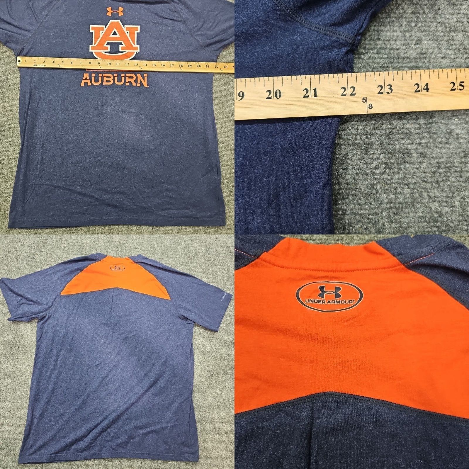 Under Armour Under Armour HeatGear Auburn Tigers T-Shirt Men L Blue Short Sleeve Loose Size US L / EU 52-54 / 3 - 8 Thumbnail