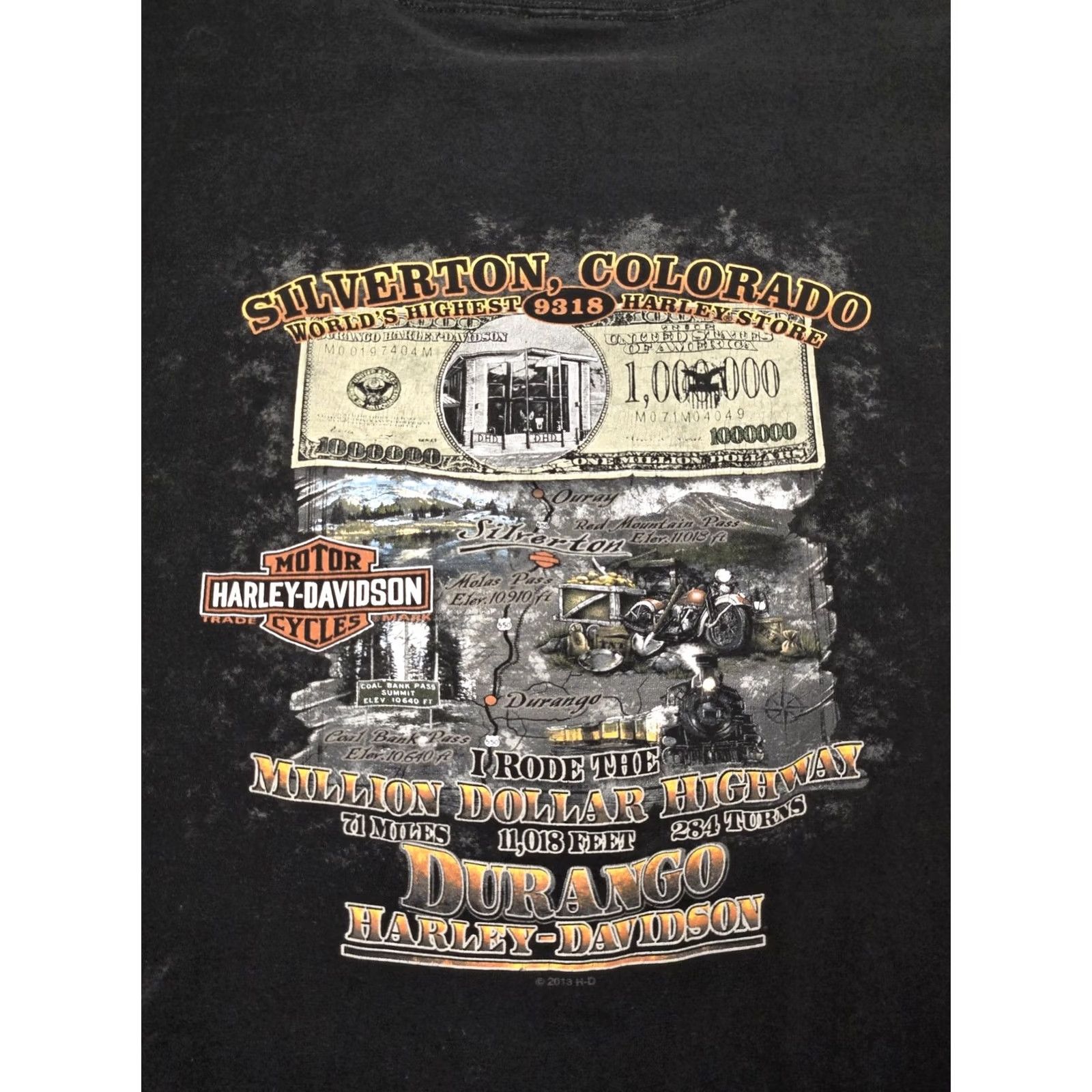 Harley Davidson Harley-Davidson Shirt Mens 2XL Black Million Dollar Highway Durango Colorado 2013 Size US XXL / EU 58 / 5 - 5 Thumbnail