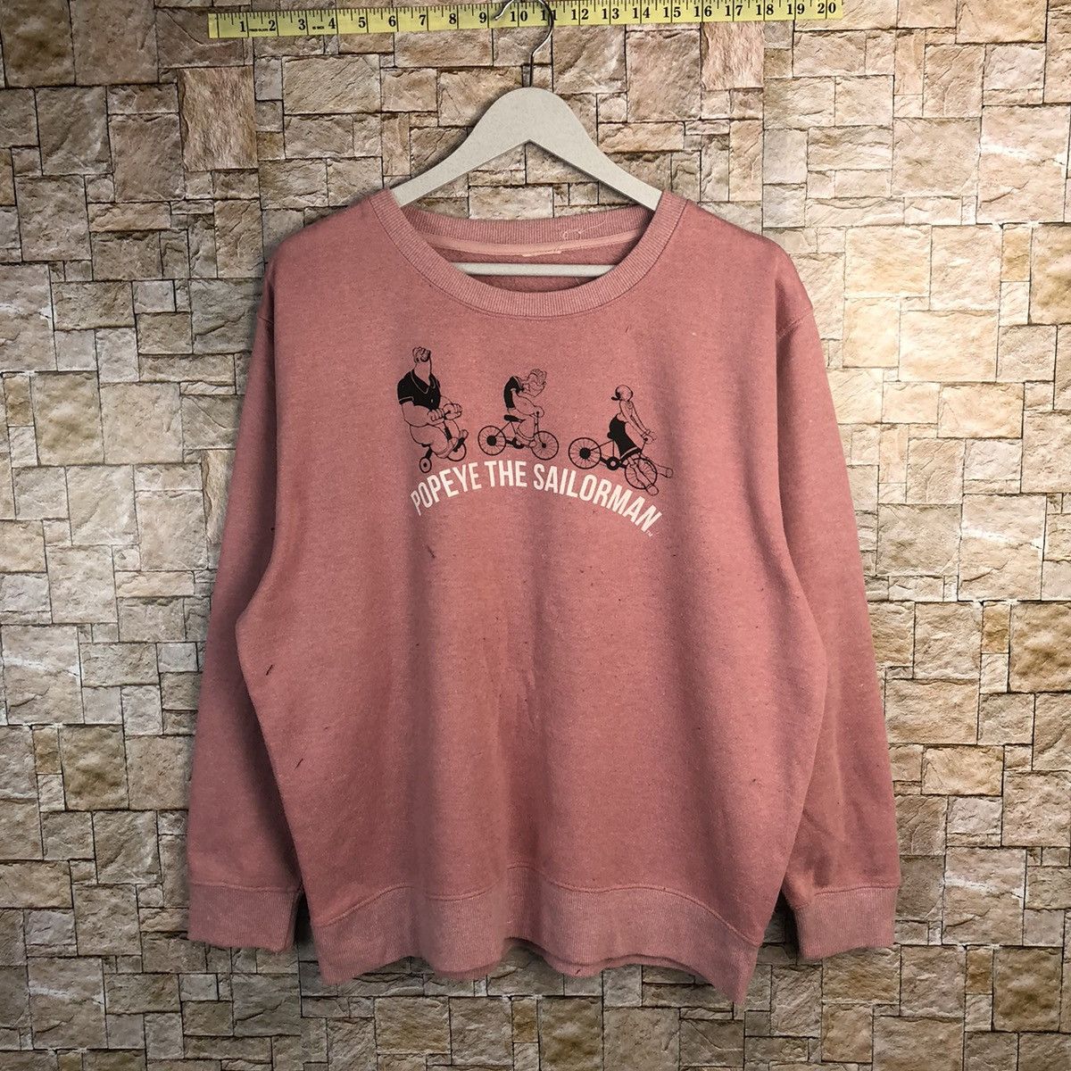 Disney × Japanese Brand Popeye The Sailmon Pink vintage cartoon Sweatshirt #A197 Size US L / EU 52-54 / 3 - 1 Thumbnail