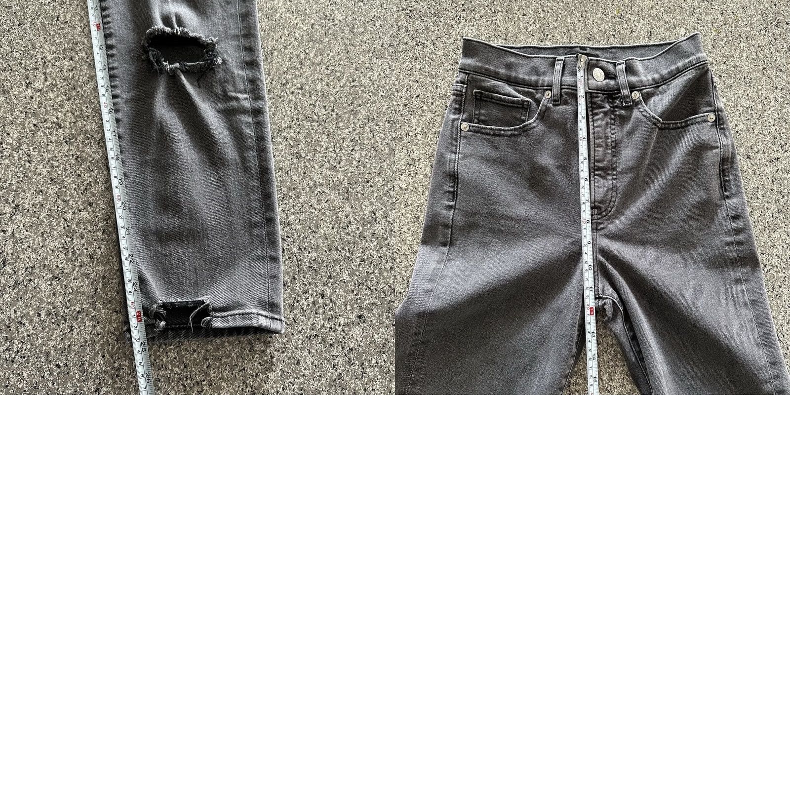 Express Express Jeans Womens 00 High Rise Distressed Black Stretch Denim Jeans Size 42" / US 20 - 8 Thumbnail